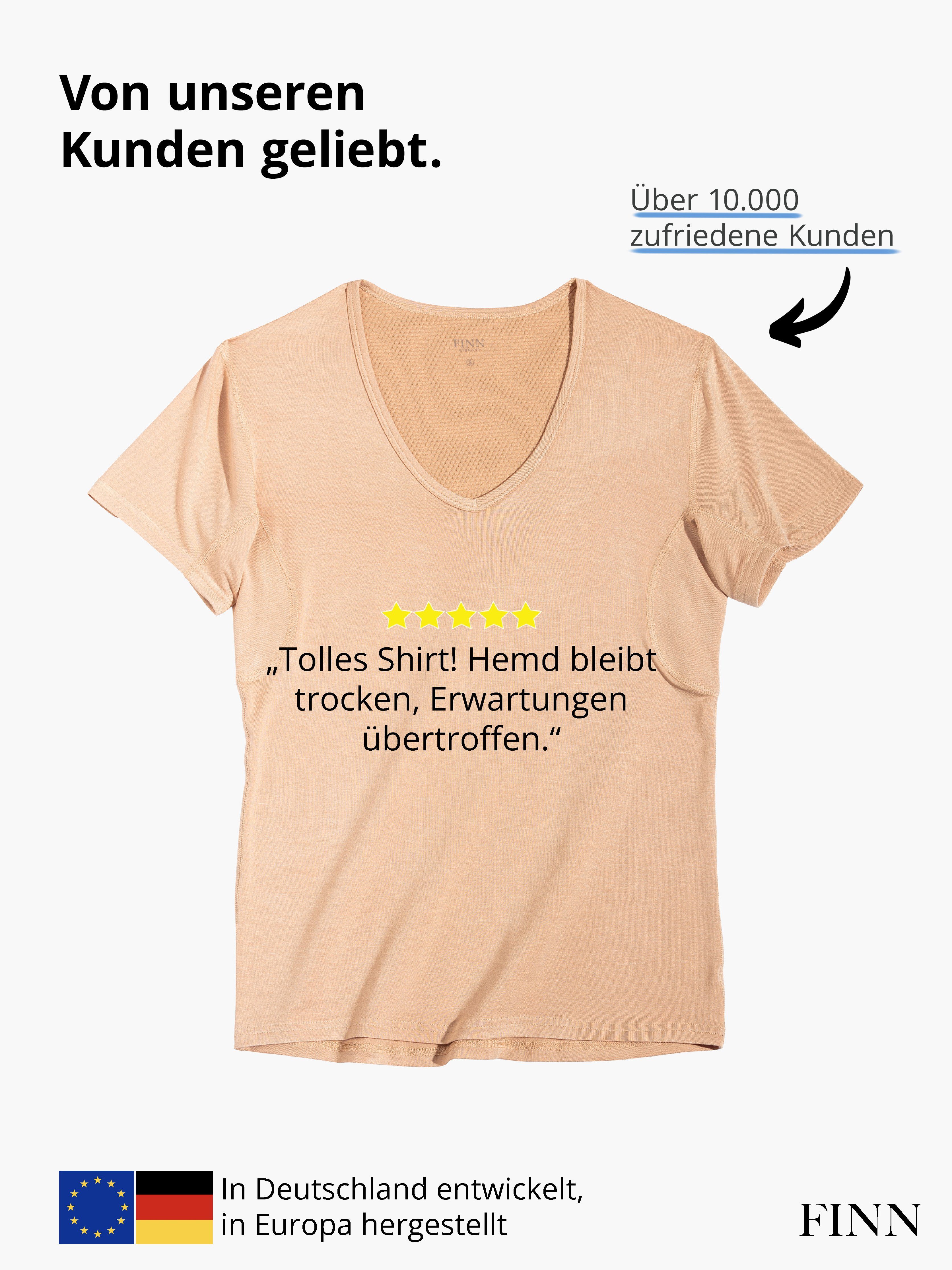 FINN Design Unterhemd vor Schweißflecken, Unterhemd 100% Anti-Schweiß Schutz Light-Beige garantierte Wirkung Herren