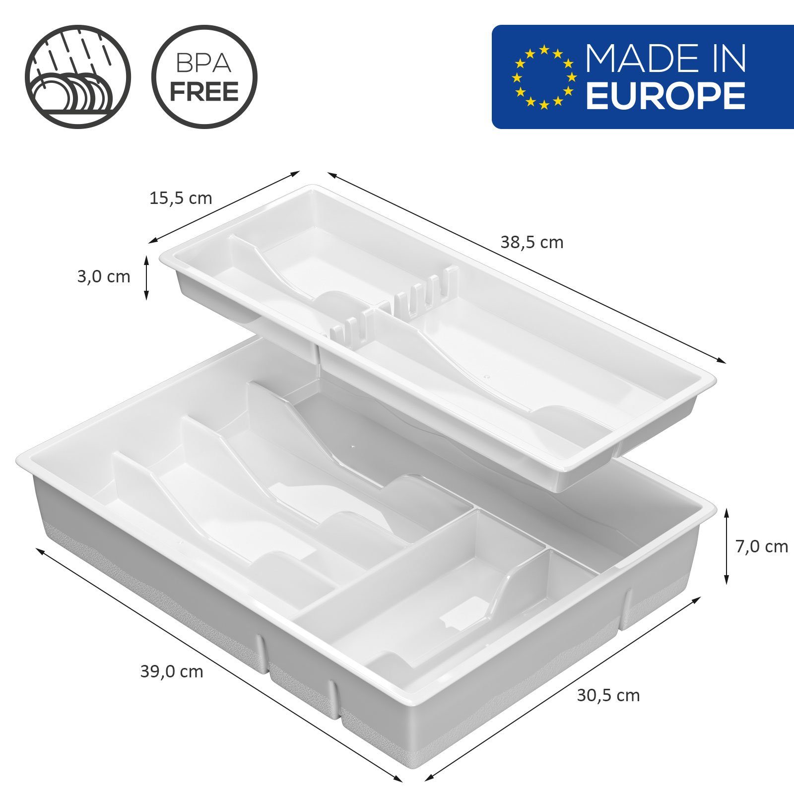 Wellgro Schubladeneinsatz Besteckkasten 39 x 30,5 x 7,0 cm günstig online kaufen