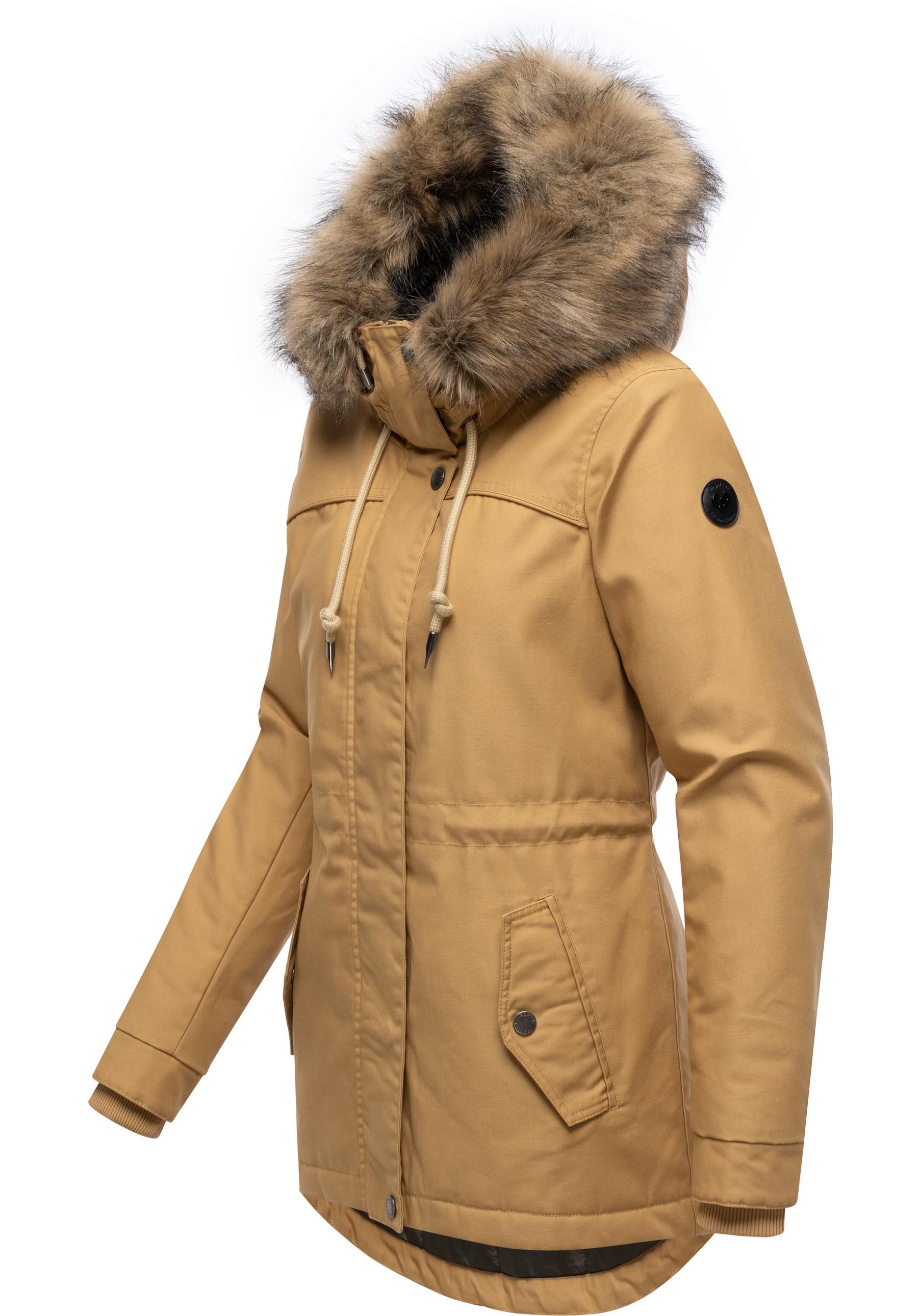 Ragwear Winterjacke Tawny Short YOUMODO Warme Jacke mit großer Kapuze und Kunstfellkragen – Bild 2 von 5