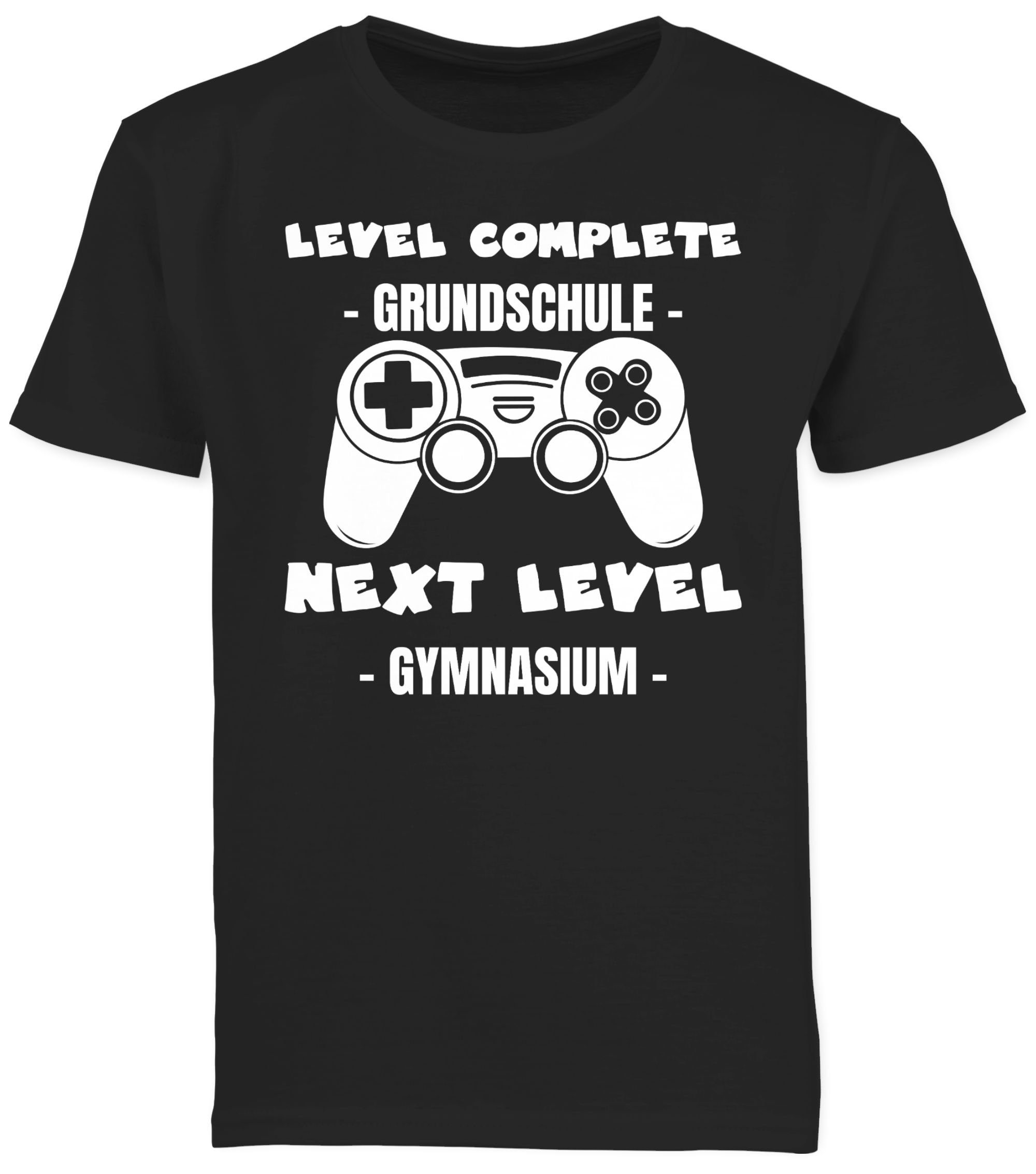 level Schwarz complete next weiß - Geschenke T-Shirt Einschulung Schulanfang Level Shirtracer Gymnasium 02 Junge