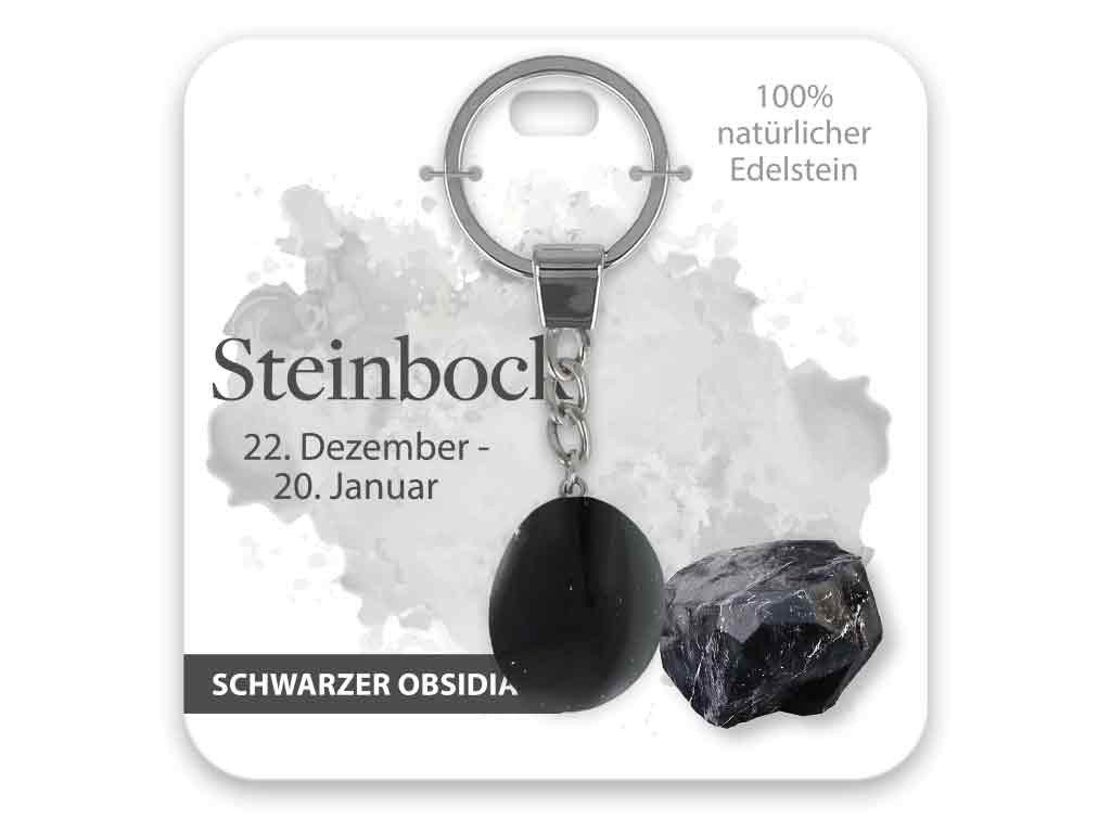 Schlüsselanhänger Set Edelstein Schlüsselanhänger Schwarzer Obsidian Steinbock
