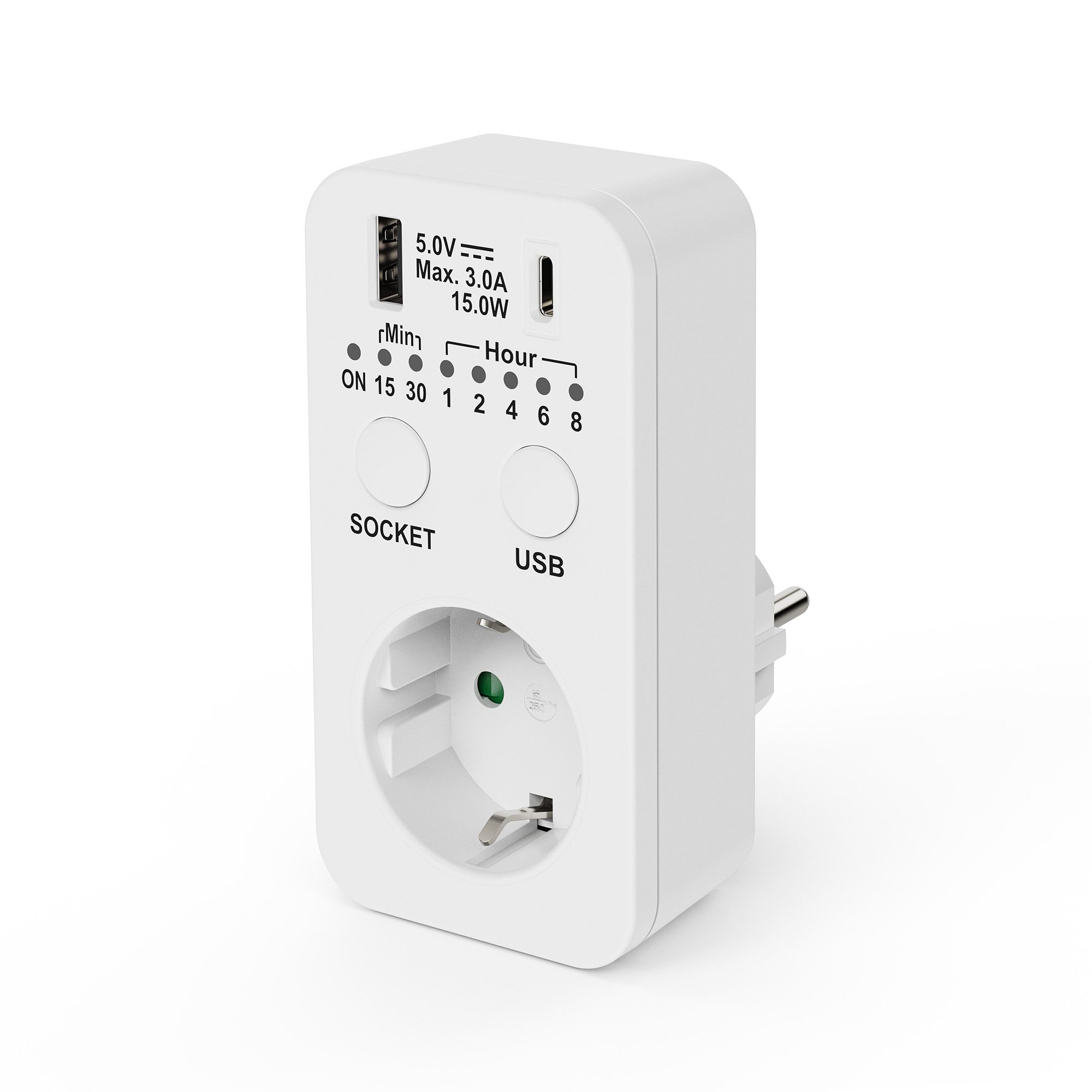 Zeitschaltuhr zeitschaltuhr mit USB USB-C, Timer Steckdose