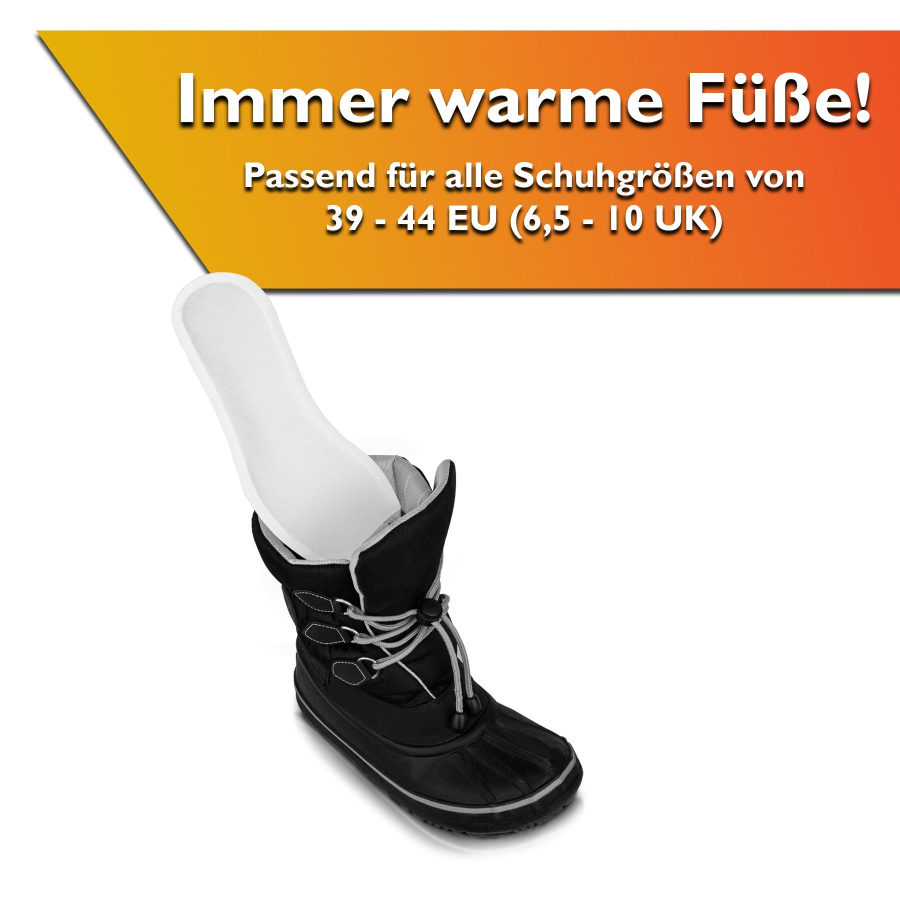BigDean Thermosohlen 10 Paar beheizbare Einlegesohlen Wärmesohlen für Schuhe 39-44 EU (Set, 20-tlg., Fußwärmer), Thermo Einlegesohlen, Dünnes Flexibles Design, 50°c Im schuh
