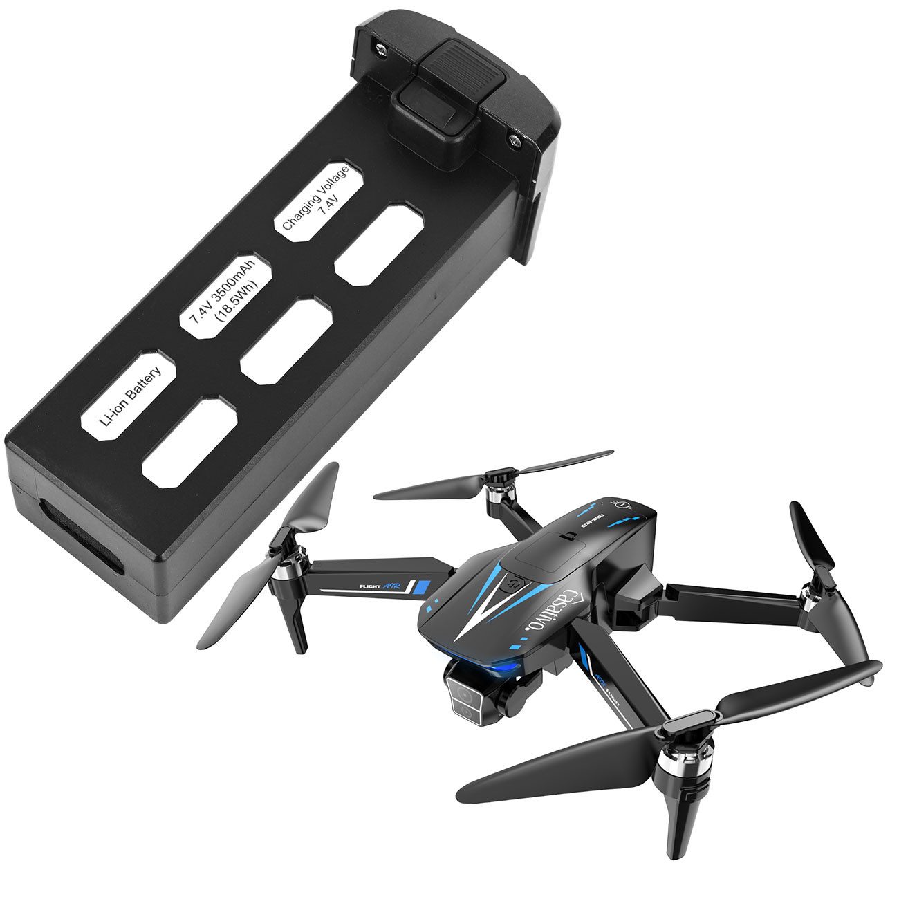 Casativo Ersatz-Akku für GPS-Drohne CH10646, LiPo 3500 mAh Akku Zubehör Drohne (1er-Set & 2er-Set, LiPo-Ersatzakku für GPS-Drohne 3500 mAh für lange Flugzeiten/1&2 St)