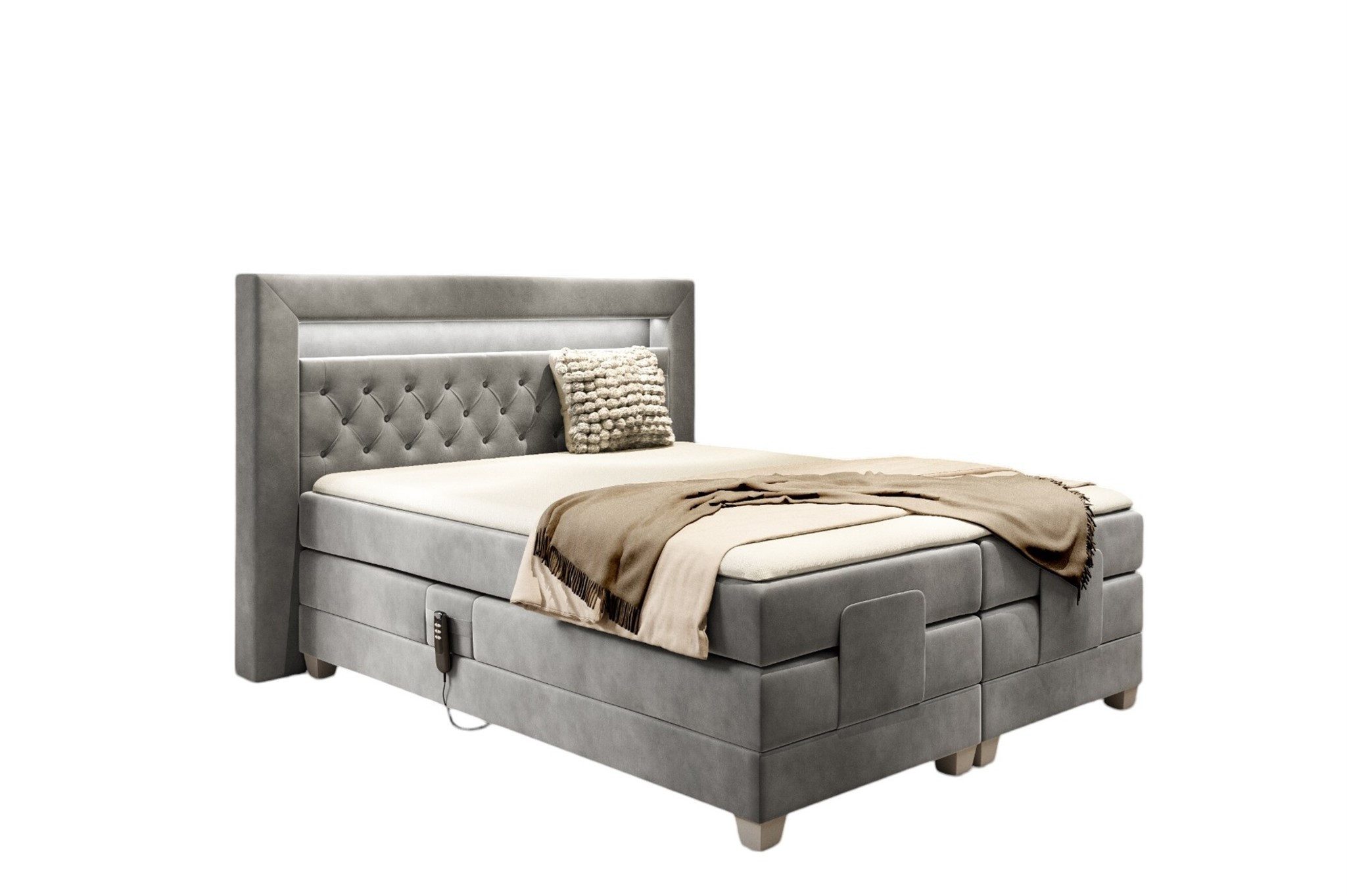 Fun Möbel Boxspringbett Schlafzimmerbett ARMANDO Elektrisch in Stoff Fresh (inkl. Kaltschaumtopper), Matratzen elektrisch verstellbar