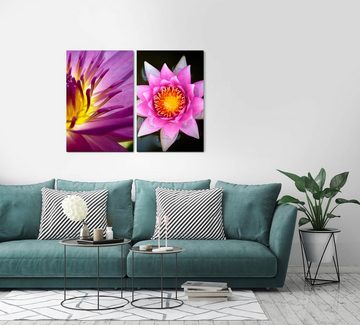 Sinus Art Leinwandbild 2 Bilder je 60x90cm Lotusblume Wasserblume Asien Meditation Achtsamkeit innerer Frieden Buddhismus
