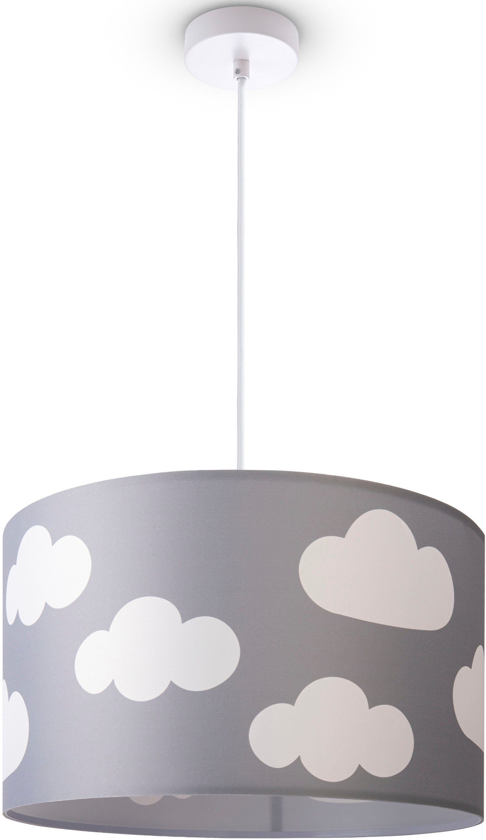 Paco Home Pendelleuchte Wolken Kinderzimmer E27 Pendellampe Lampenschirm Himmel Stoff Rund ohne Hugo Leuchtmittel, Cosmo
