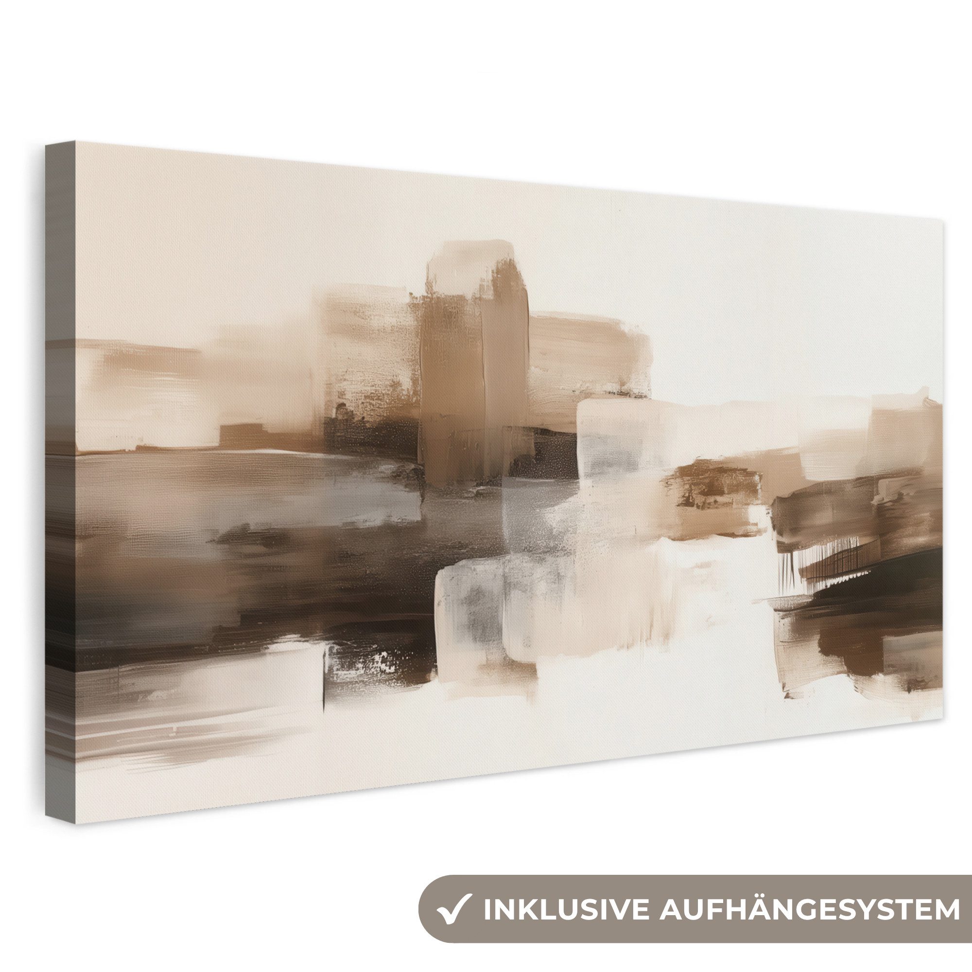 OneMillionCanvasses® Leinwandbild Panorama Pinselstriche - Abstrakte Landschaft - Ruhe, Fotodruck (1 St), Wandbild, Deko Schlafzimmer Wohnzimmer Flur 40x20 cm