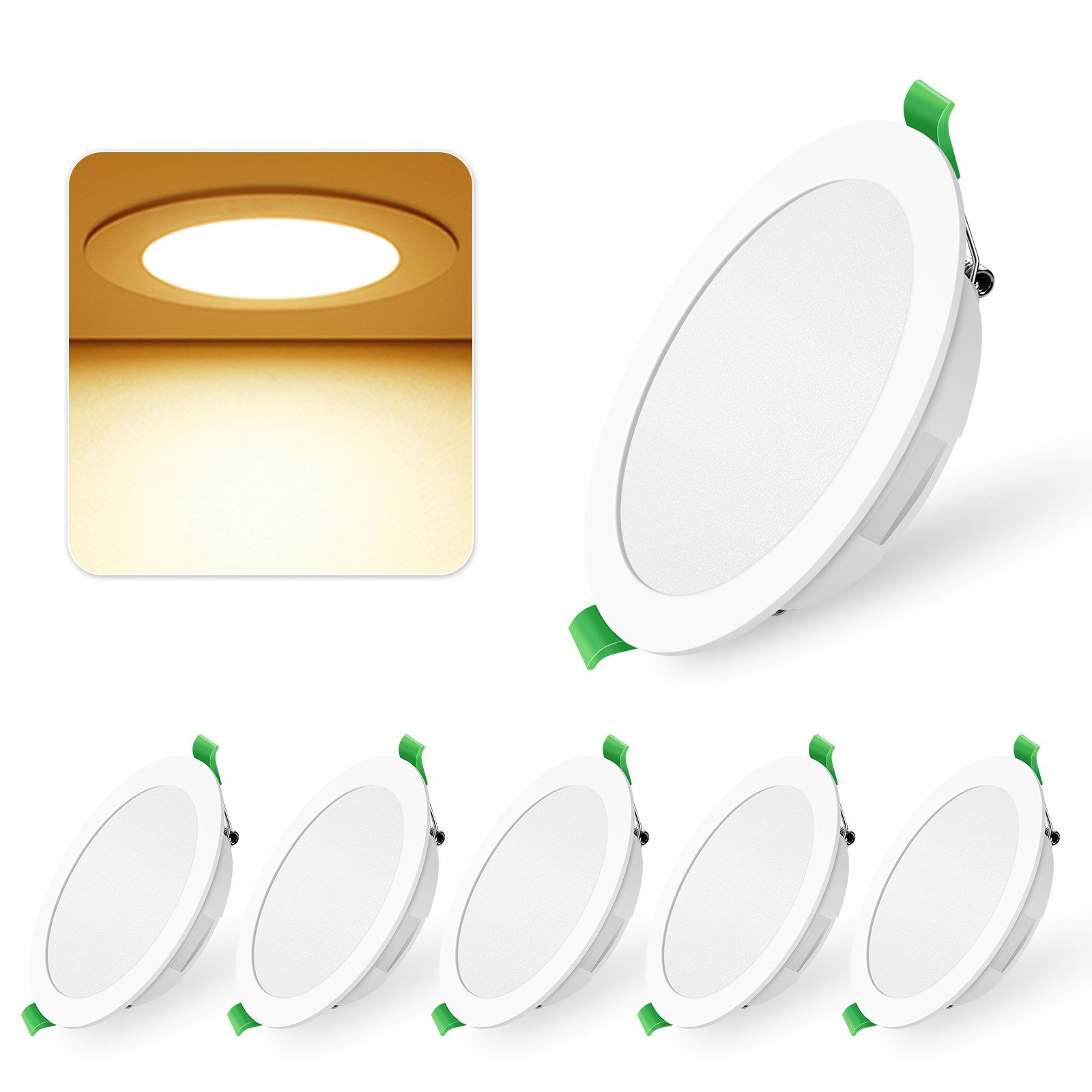 ALUSSO LED Einbaustrahler 6er-Set, IP44 Ultraflacher Deckenstrahler für Bad günstig online kaufen