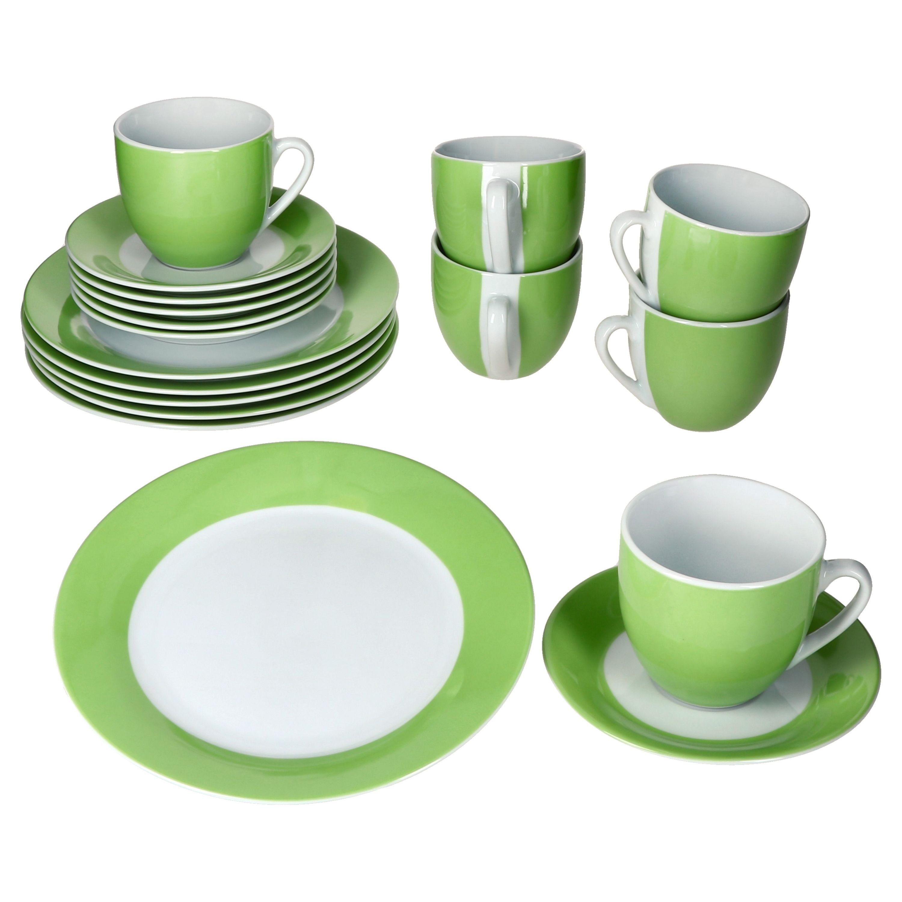 MamboCat Kaffeeservice 18tlg Kaffeeservice Variant Grün Porzellan 6 Personen, Porzellan