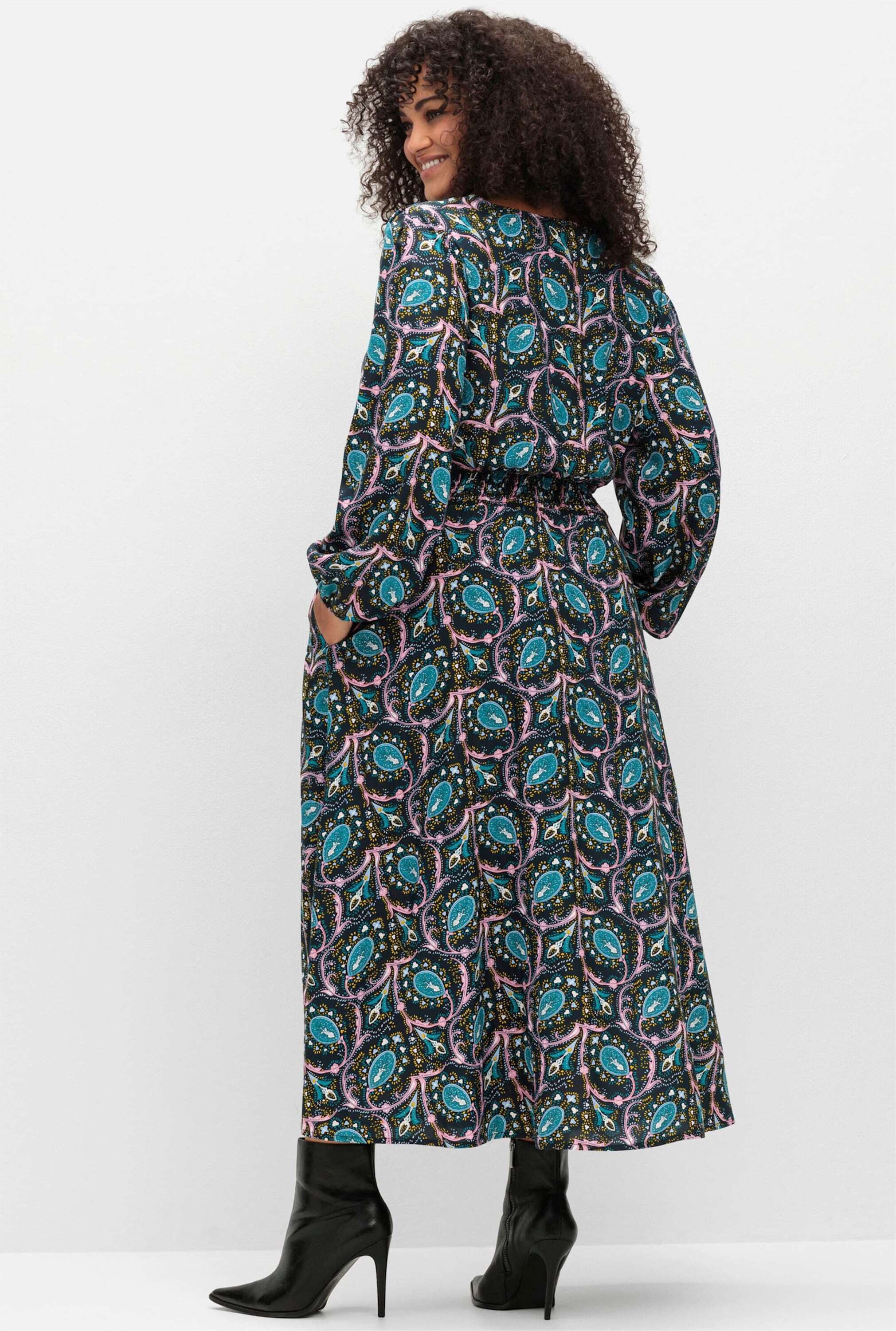 sheego by Joe Browns Etuikleid Kleid Langarm mit Paisleyprint und Taillen-S günstig online kaufen