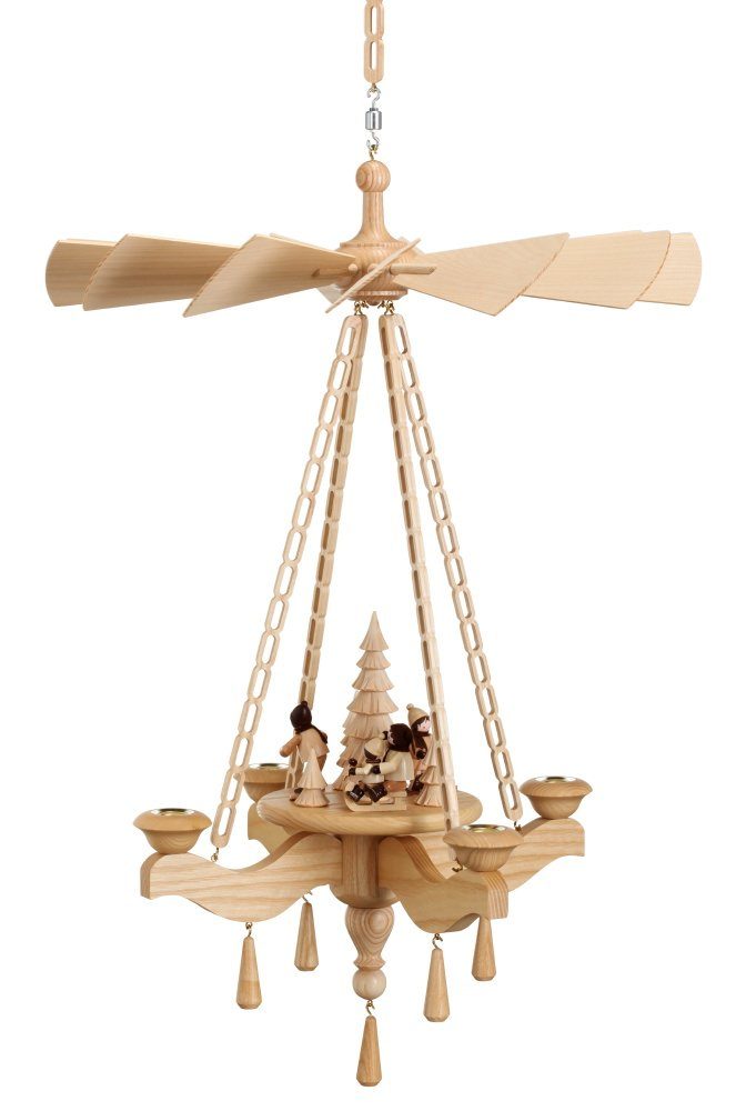 Volkskunstwerkstatt Unger Weihnachtspyramide Deckenpyramide 65cm, Wintersport