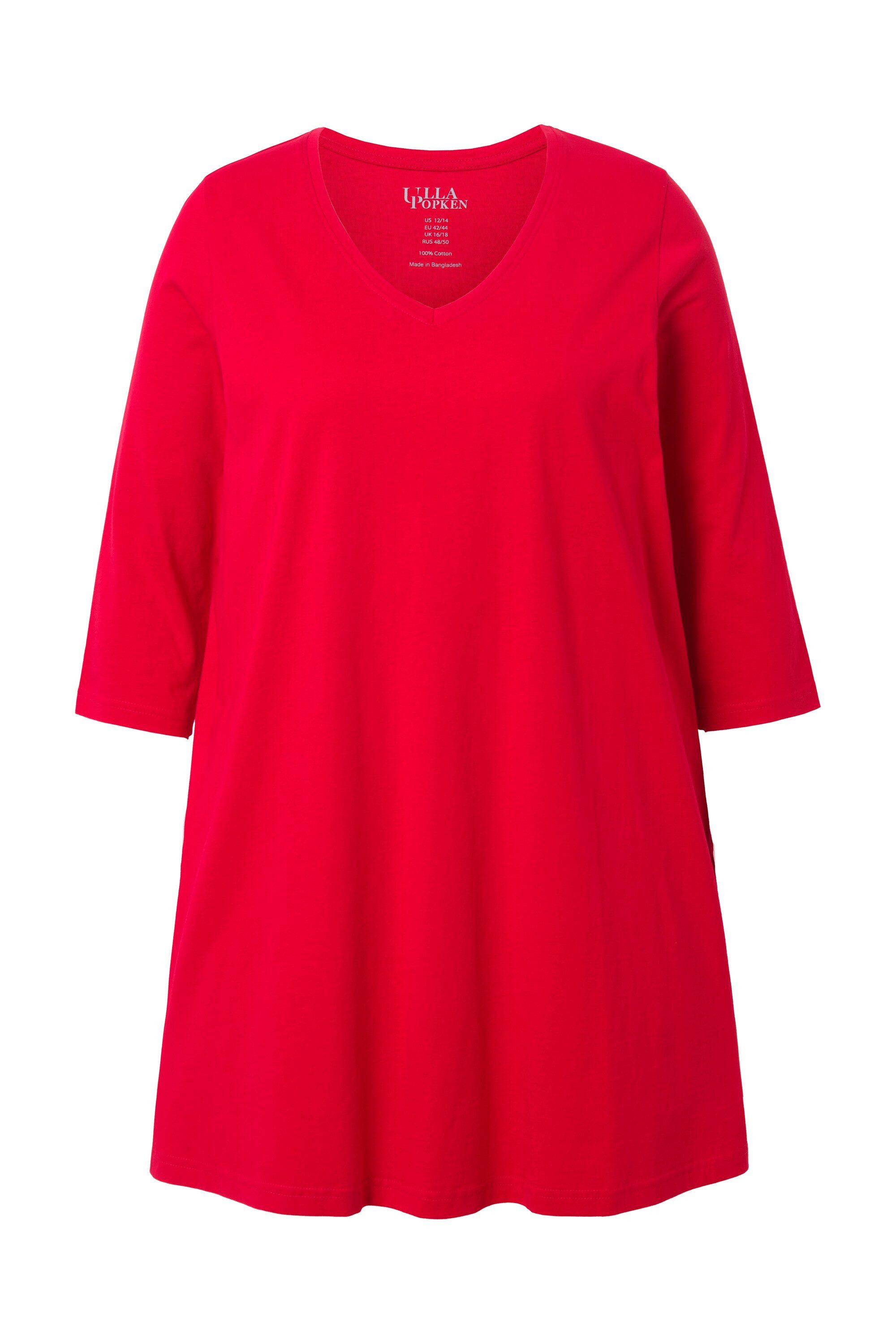 Ulla Popken Longshirt Longshirt A-Linie V-Ausschnitt 3/4-Arm günstig online kaufen