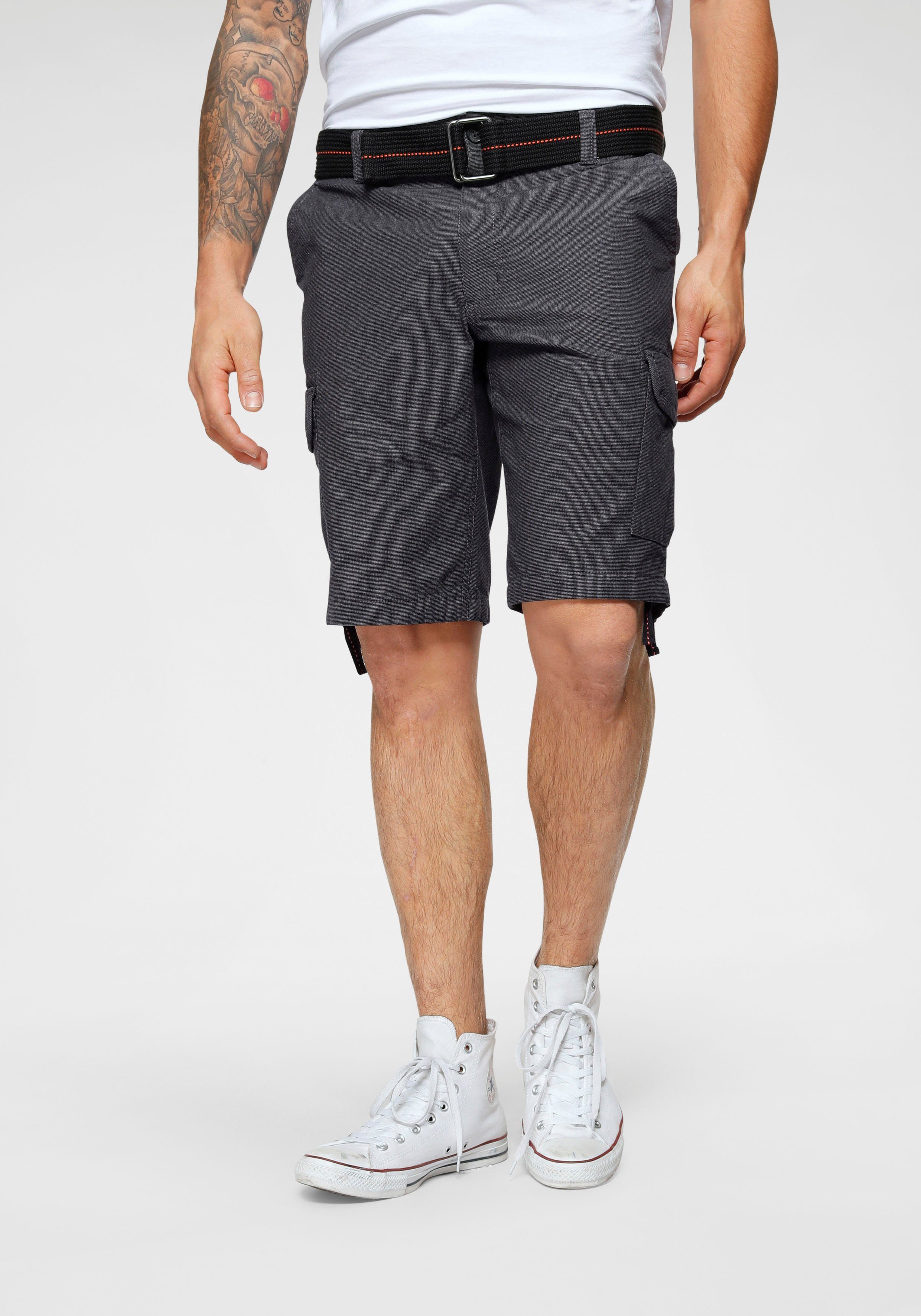 Bruno Banani Cargoshorts (Set, 2-tlg., mit abnehmbarem Gürtel) mit modischer Struktur schwarz