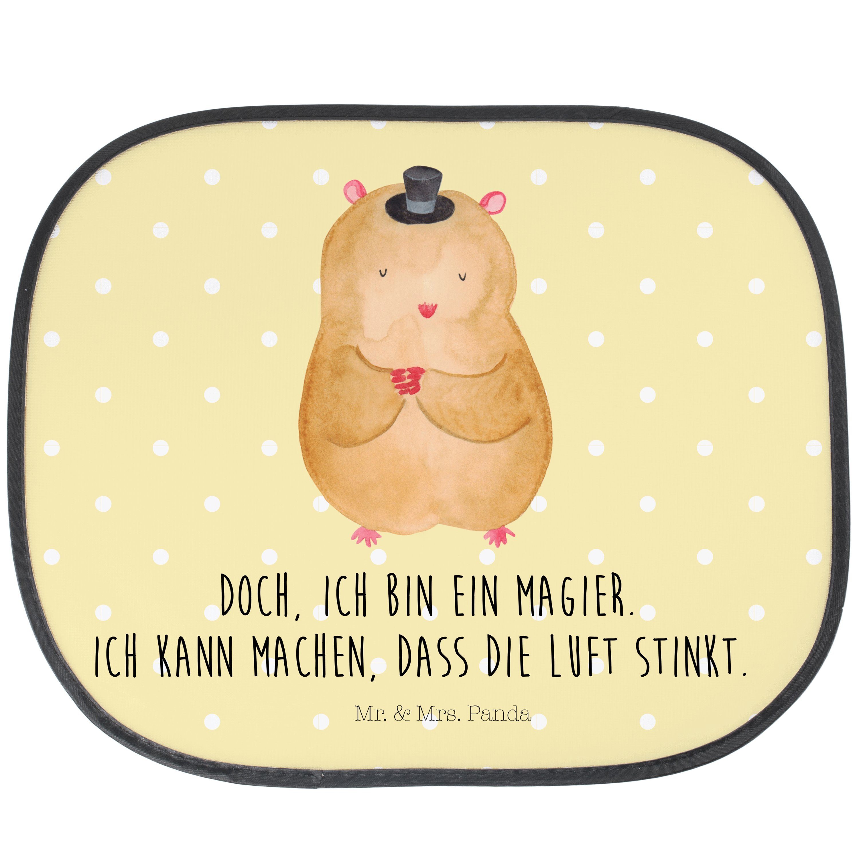 Sonnenschutz Hamster mit Hut - Gelb Pastell - Geschenk, Auto Sonnenschutz, Houdini, Mr. & Mrs. Panda, Seidenmatt