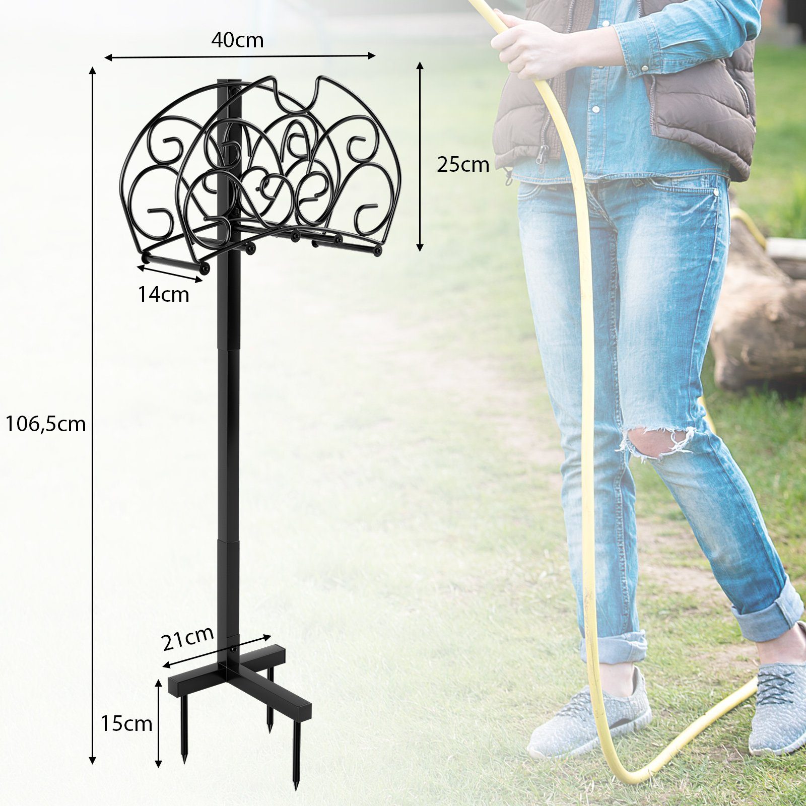 Relaxdays Gartenschlauchhalter – 2er Set, Für Bis Zu 30 M Schlauch, Schwarz, Zum Aufhängen Am Wasserhahn Oder Wandmontage