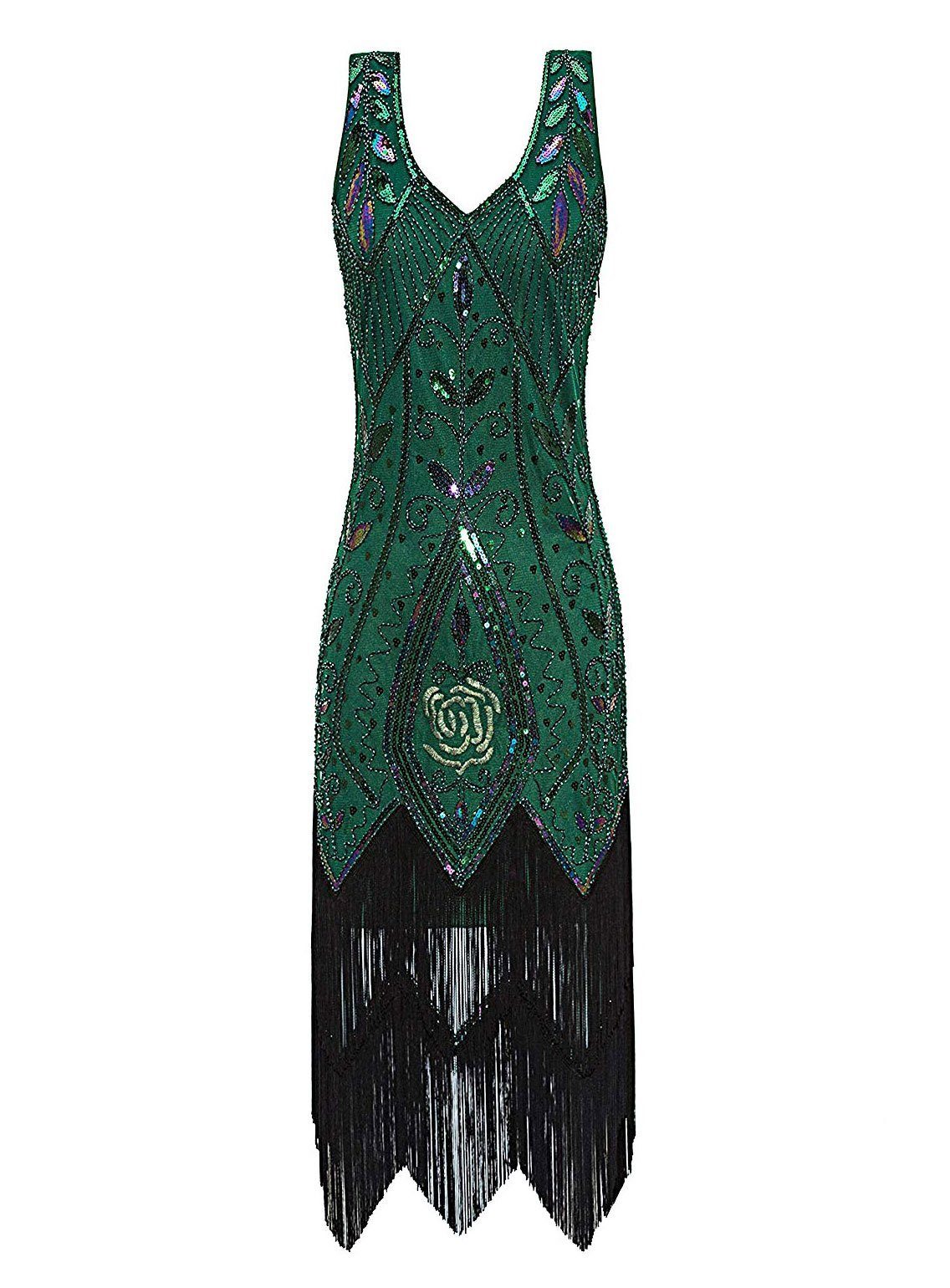 Maskworld Kostüm 20er Jahre Charleston Kleid Myrna, Fühle Dich wie ein Filmstar in diesem bezaubernden Gatsby-Kleid!