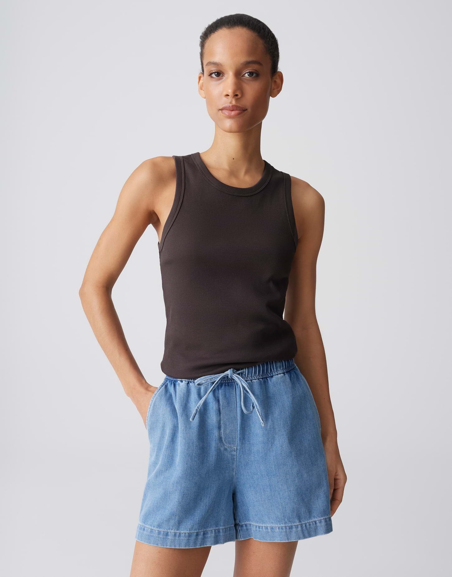 OPUS Tanktop Ilesso aus Baumwolle in schmaler Passform Ärmellos geschnitten für sommerliche Looks