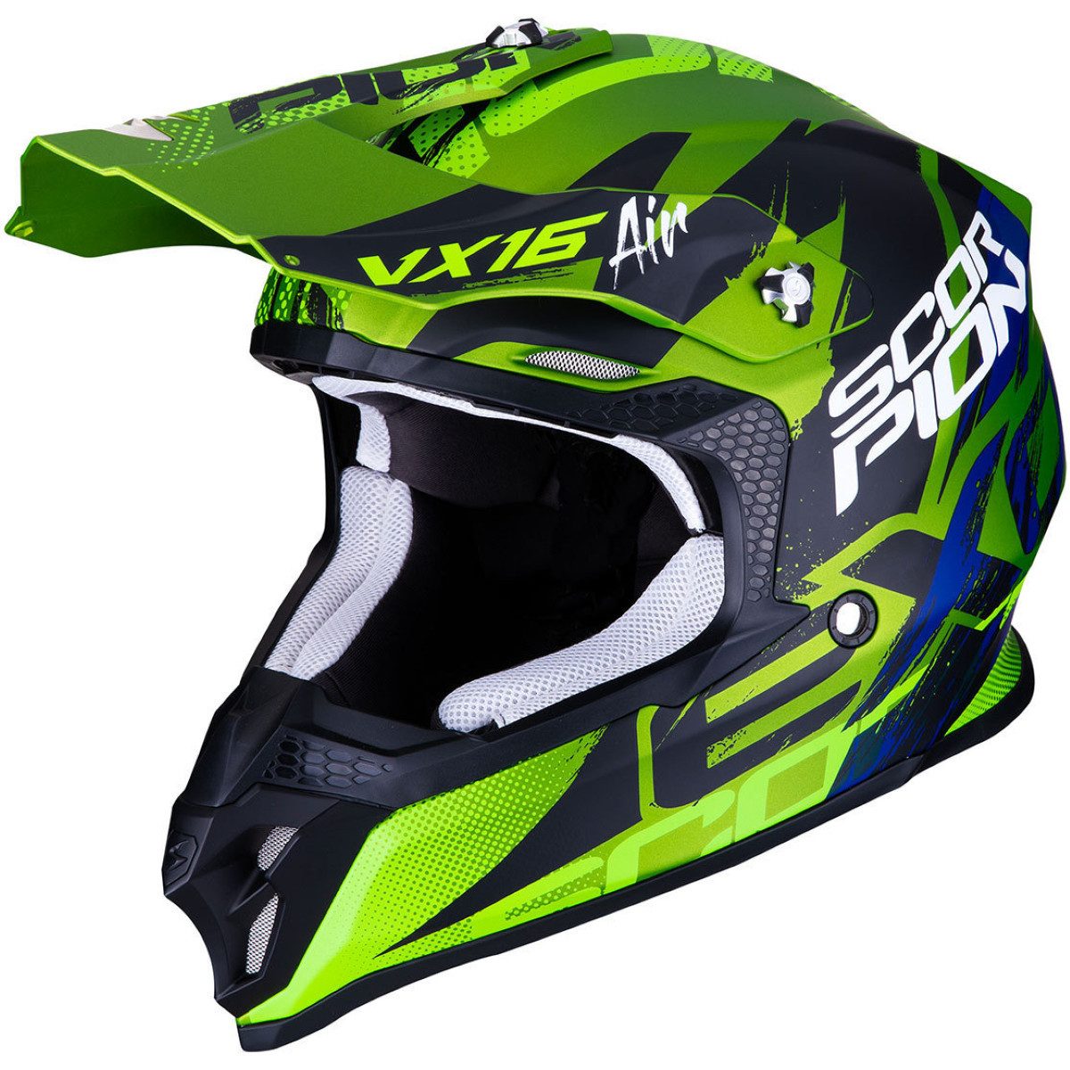 Scorpion Exo Motorradhelm Scorpion VX-16 Air Albion Crosshelm Matt Grün / Schwarz (1er Set)