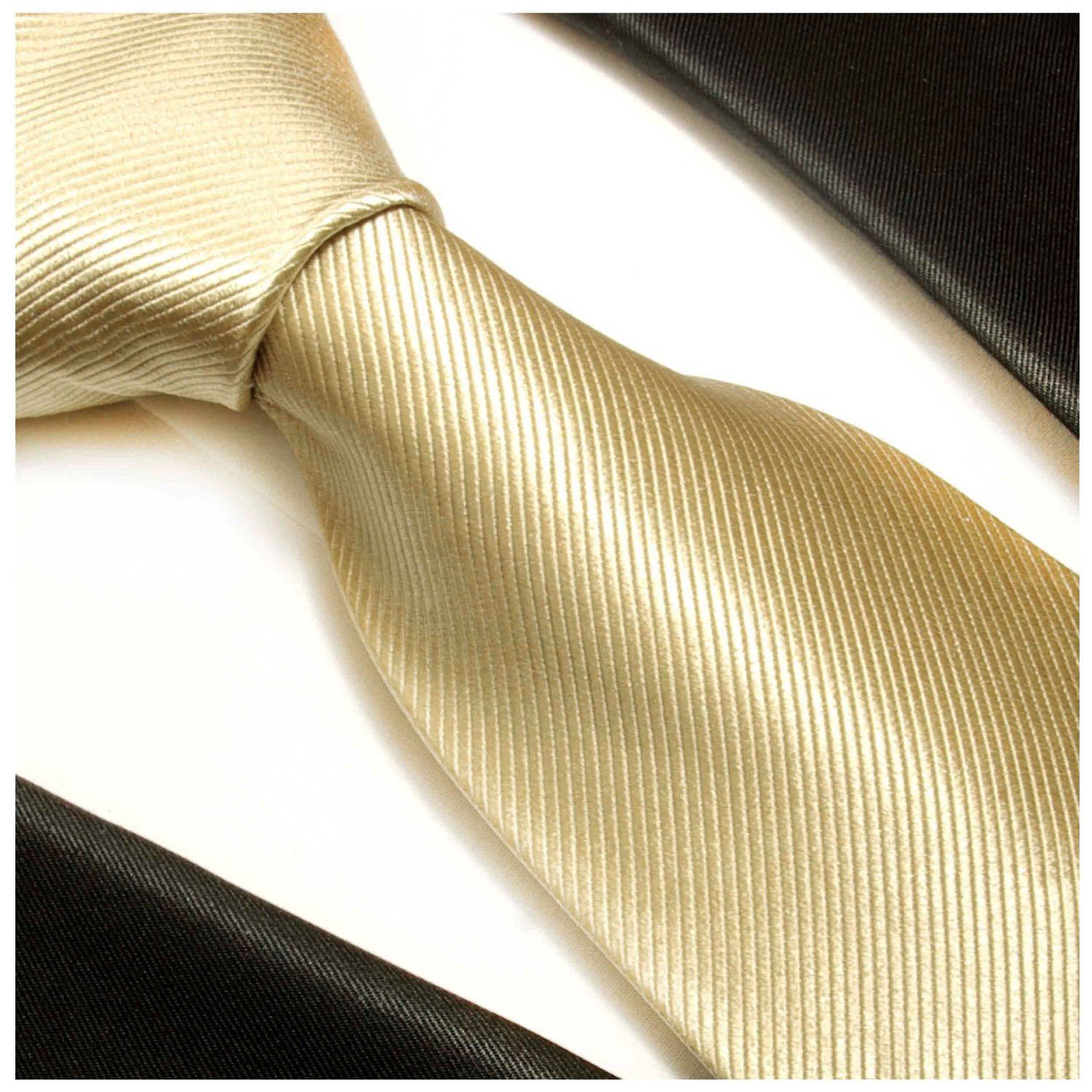 Seidenkrawatte Paul Herren 100% Breit (8cm), modern Schlips Designer uni gold 804 Malone Seide Krawatte