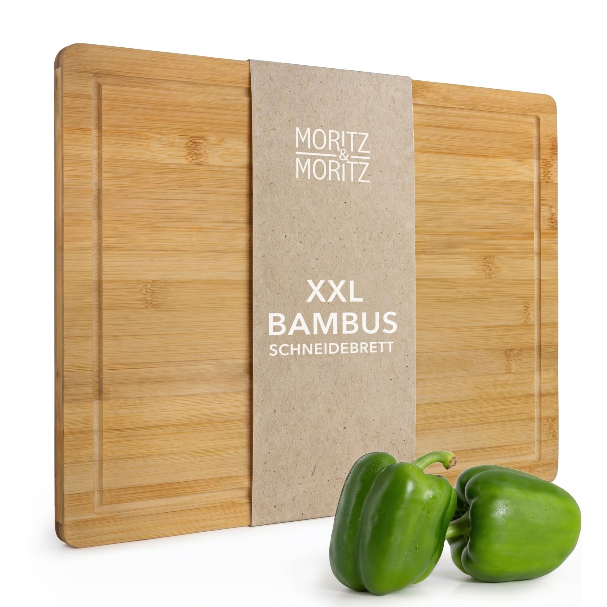 Moritz & Moritz Schneidebrett XXL Schneidebrett Bambus Groß - 45 x 30cm, Bambus, (45x30, 1-St), mit Saftrille