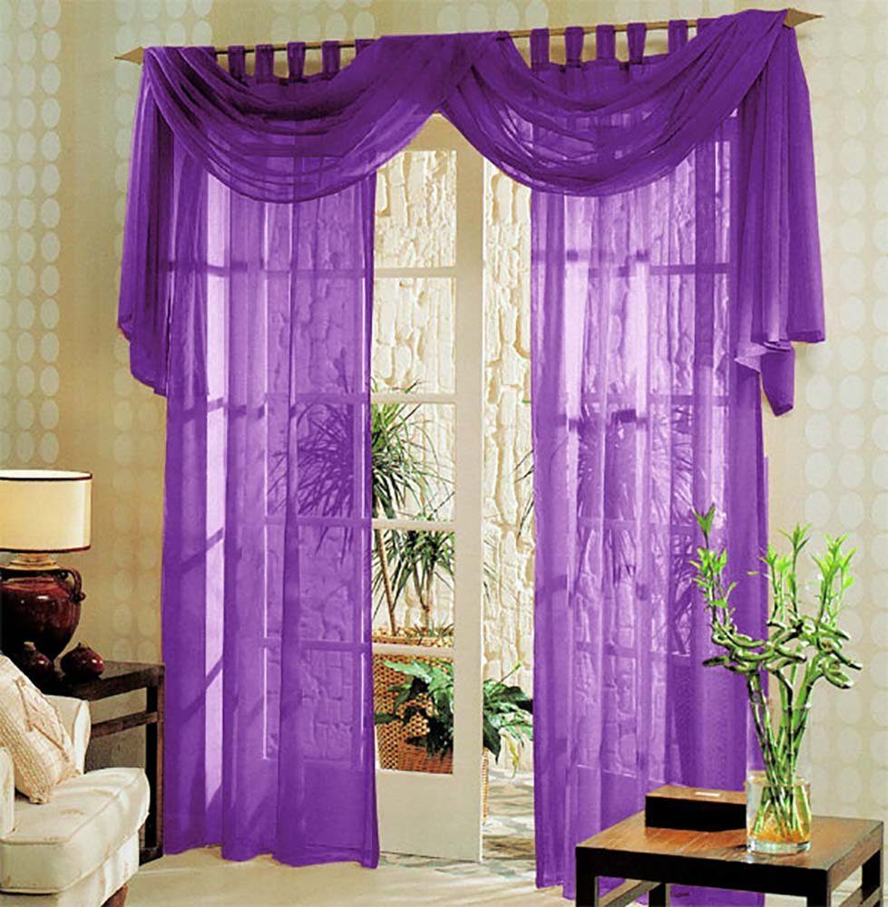 Gardinenbox Gardine (3 St), Schlaufen, transparent, Voile, Voile komplett Gardinen Set 3 teilig