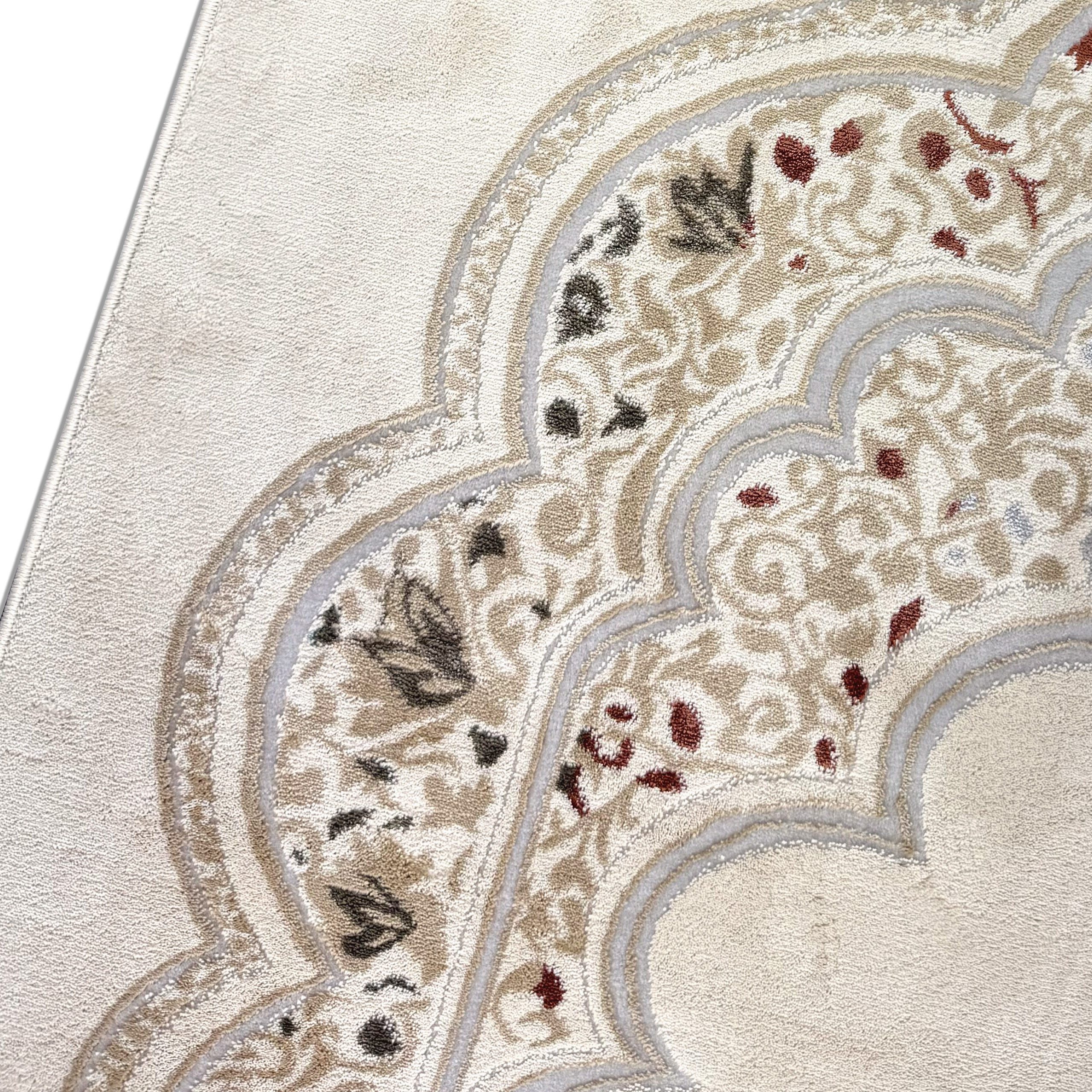 TeppichHome24 Teppich Gebetsteppich mit Mihrab-Motiv und ornamentaler Verzierung in Creme, rechteckig – Bild 5 von 5