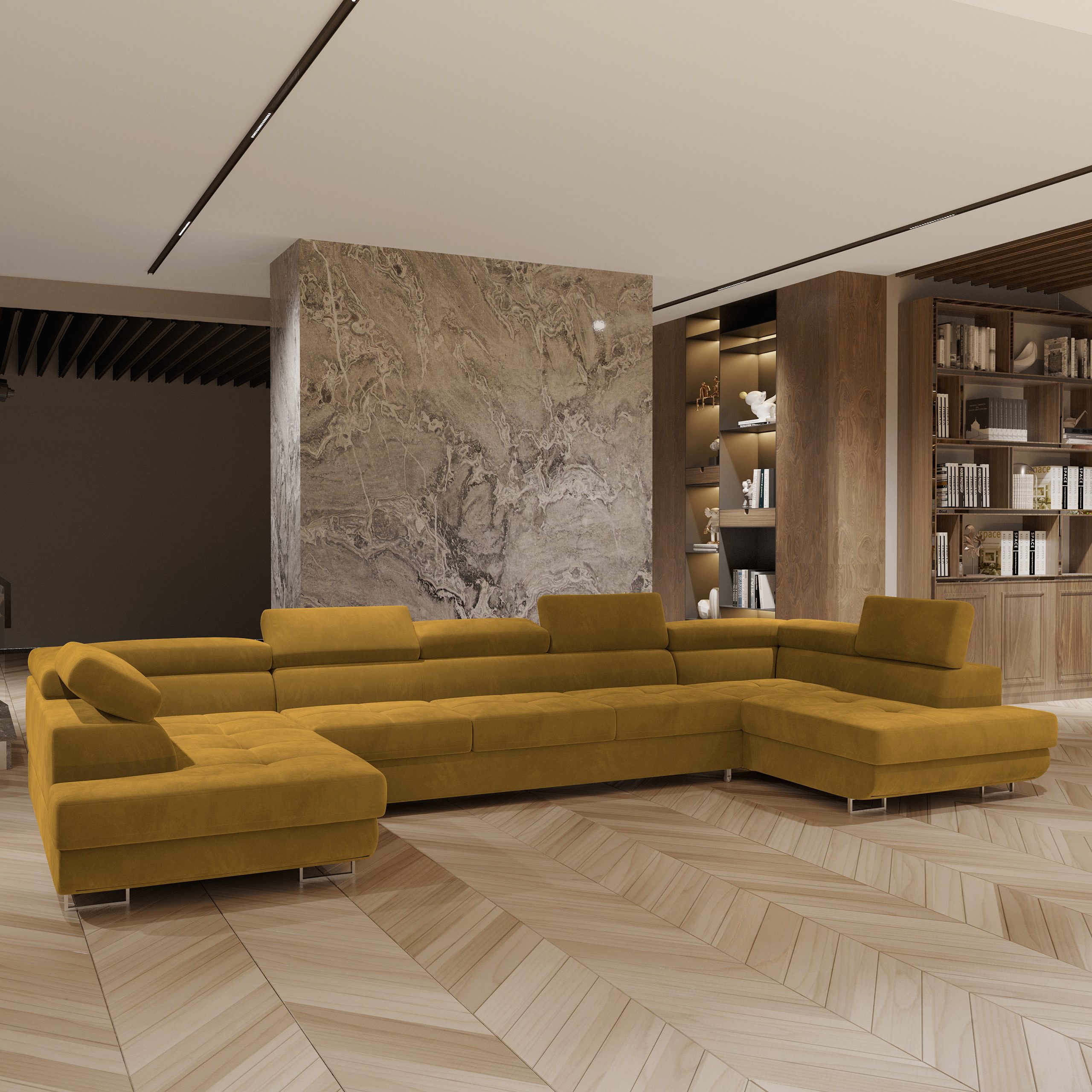 Masseno Ecksofa ISOLANO mit Schlaffunktion U-Form, Sofa mit Bettkasten