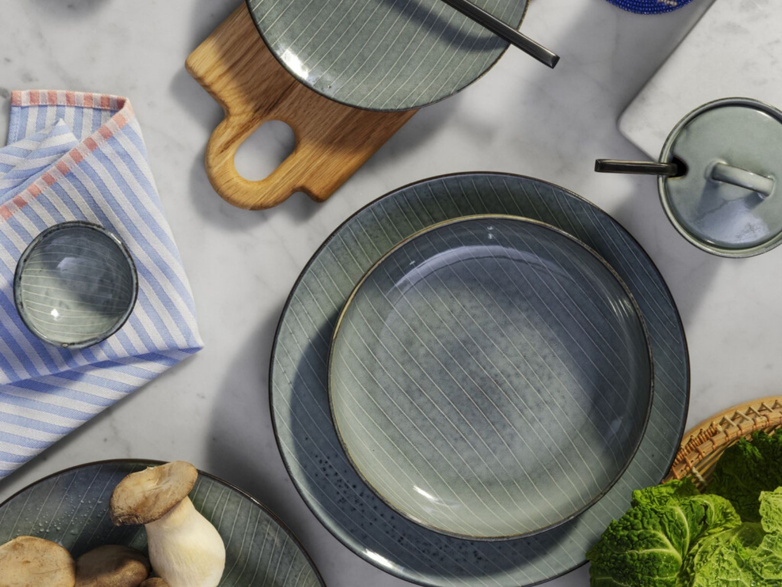 Broste Copenhagen Teller-Set NORDIC SEA Speiseteller 26 cm Set6, Steinzeug