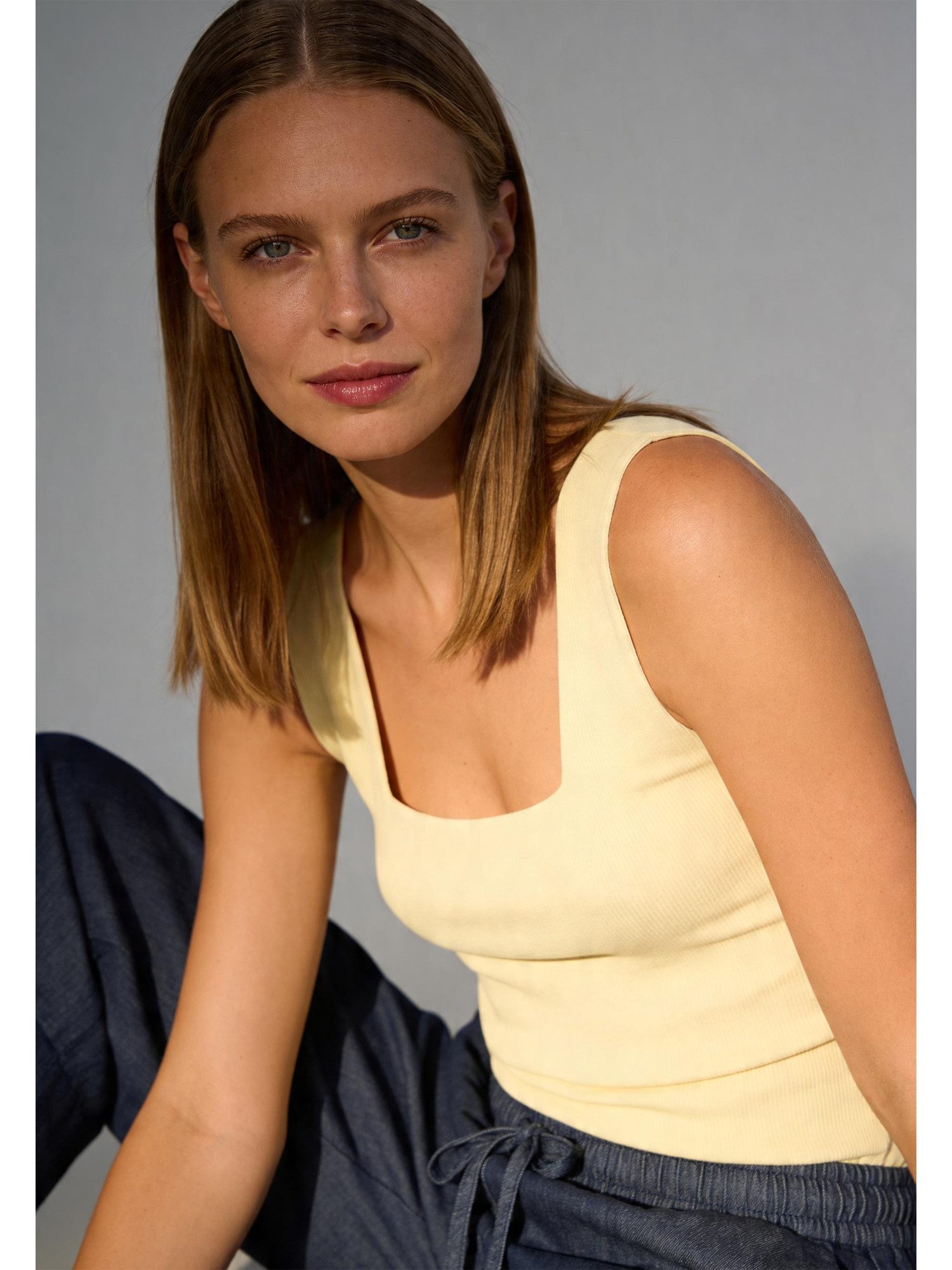 MORE&MORE Shirttop figurbetontes Top, eckiger Ausschnitt