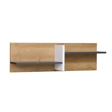 Lomadox Jugendzimmer-Set MARIBOR-132, (Sparset, 4-St), Kleiderschrank Schreibtisch Wandboard Kommode Eiche weiß graphit
