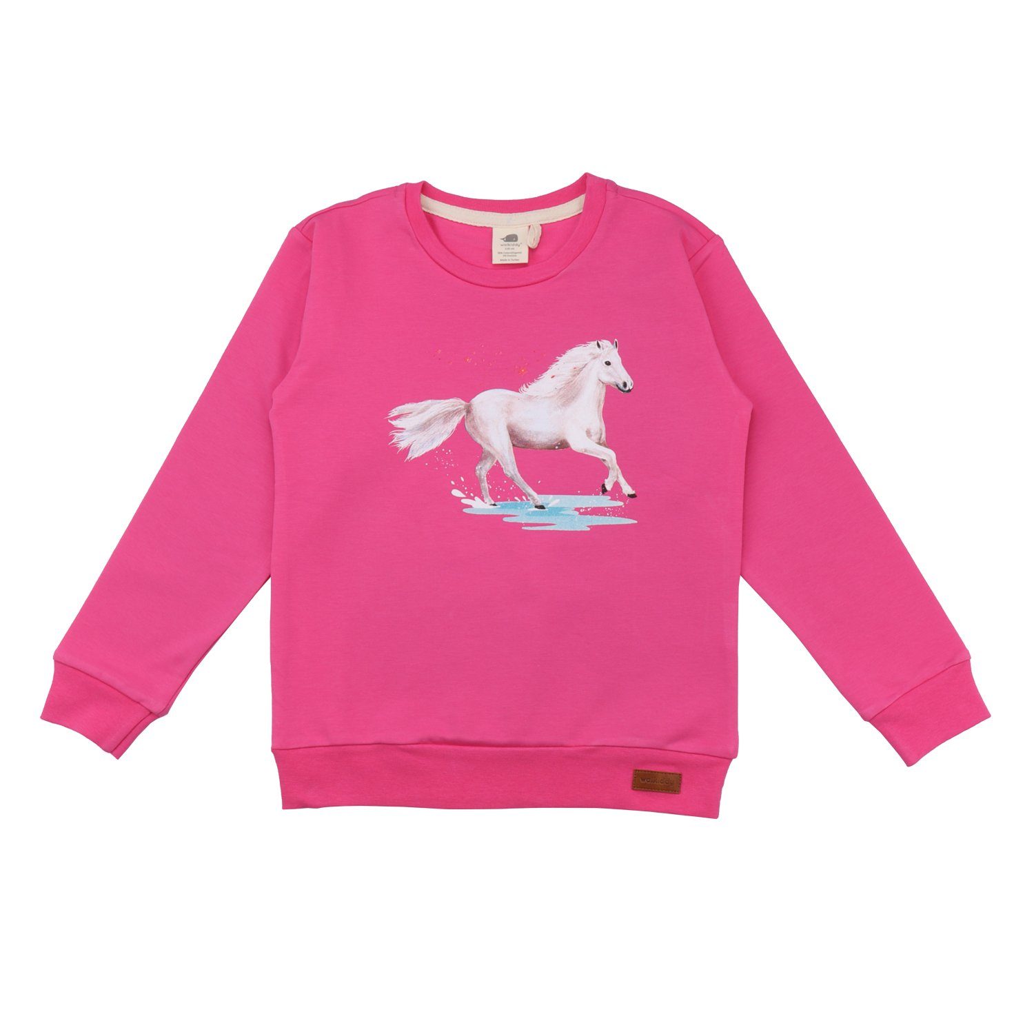 Walkiddy Longpullover Walkiddy Pink Sweatshirt White Horses Pferd Pullover (1-tlg)