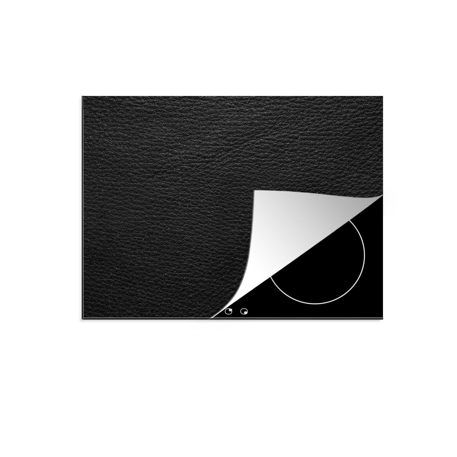 MuchoWow Herdblende-/Abdeckplatte Leder - Lederoptik - Schwarz - Grau, Vinyl, (1 tlg), 59x51 cm, Induktionsschutz, Induktionskochfeld, Ceranfeldabdeckung