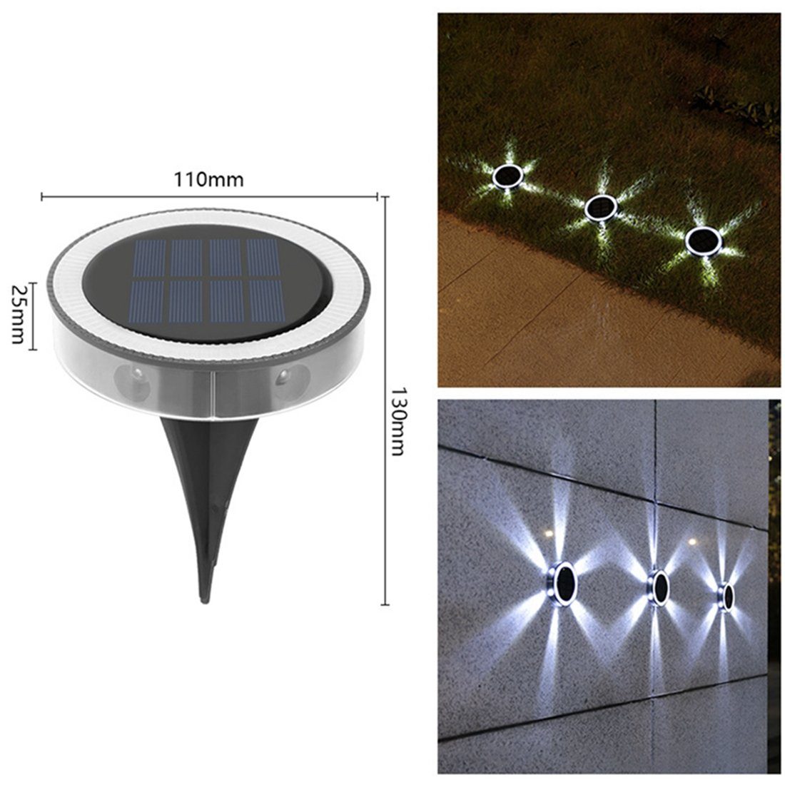 LED DAYUT Stück LED-Solar-Bodenleuchten, Außenleuchten, 3 Solarleuchte Gartenleuchten