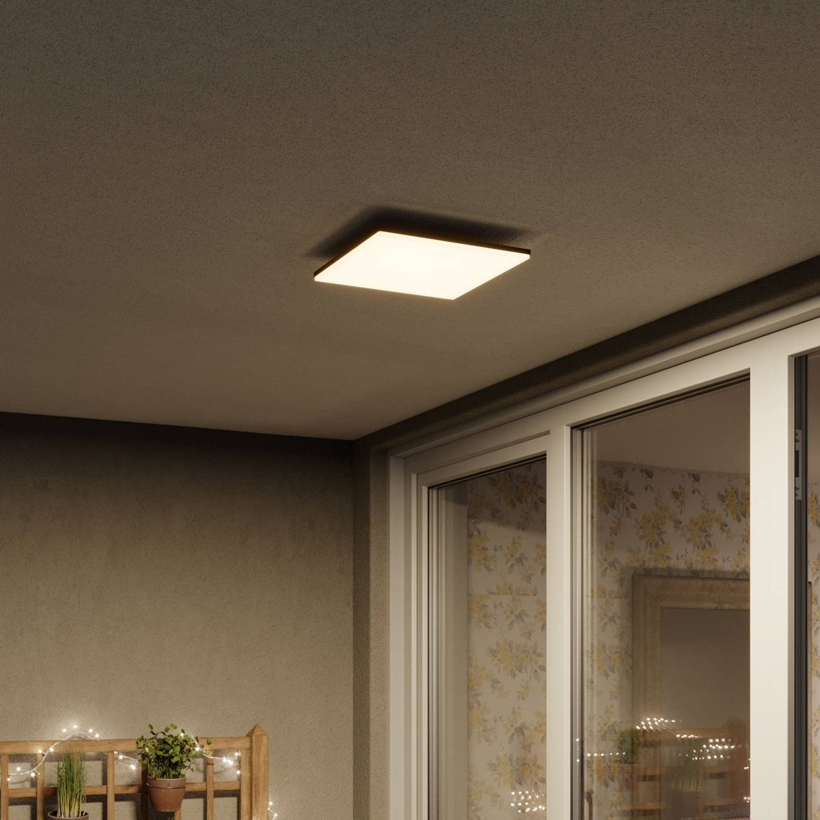 Lucande LED Außen-Deckenleuchte Henni, LED-Leuchtmittel fest verbaut, warmweiß, Modern, Aluminium, Polycarbonat, dunkelgrau, weiß, 1 flammig, inkl.