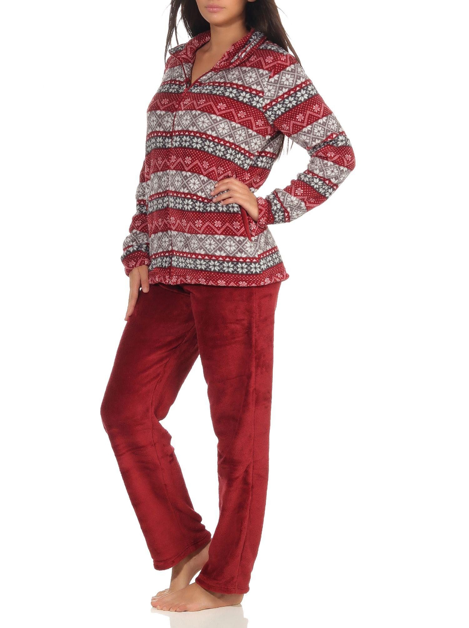 Normann Relaxanzug Kuscheliger Damen Hausanzug aus Coralfleece in tollem Norweger Design