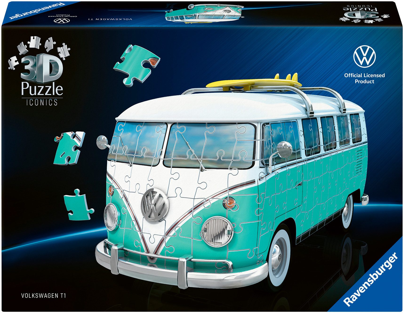 Ravensburger 3D-Puzzle Iconics: Volkswagen T1 Chrom Edition, 162 Puzzleteile, Made in Europe