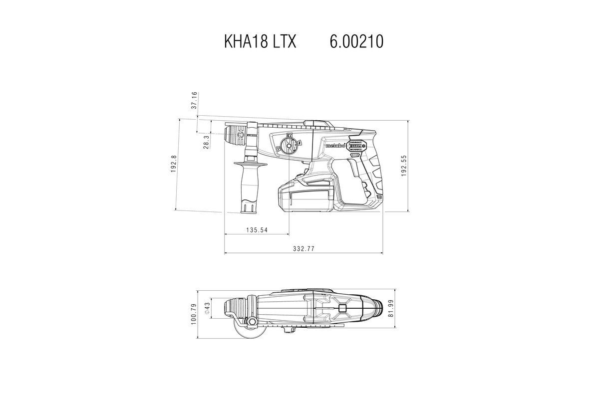 Akku-Kombibohrhammer 18 ohne U/min, 1100,00 (600210890), max. und metabo KHA Akku Ladegerät LTX