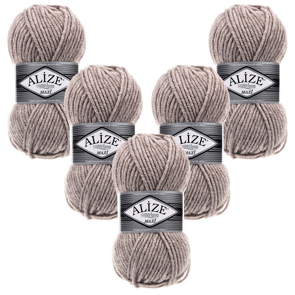 Alize 5 x ALIZE Superlana Maxi Häkelwolle, 100 m, Yarn,Handstrickgarn,Garn,Stickgarn