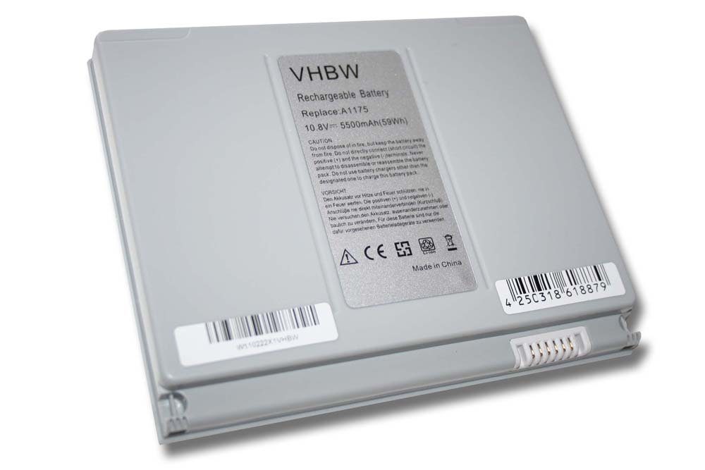 vhbw passend für Apple Macbook Pro 15" MA609, 15" MA610, 15" MA895*/A, 15" Laptop-Akku 5500 mAh