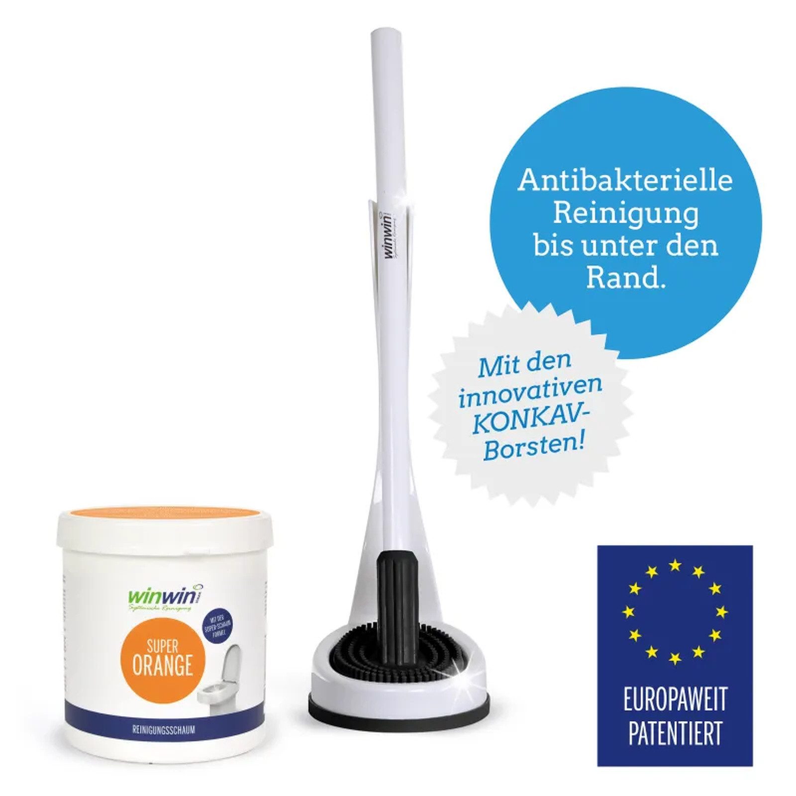 winwinCLEAN WC-Garnitur Set: WC Cleaner Konkav + Super Universalschaum 1KG, selbstreinigende Konkav - Silikonborstenbürste mit Anti-Haft-Effekt