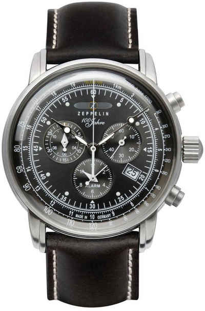 ZEPPELIN Chronograph 100 Jahre, 7680-2, Armbanduhr, Quarzuhr, Herrenuhr, Datum, Stoppfunktion, Made in Germany