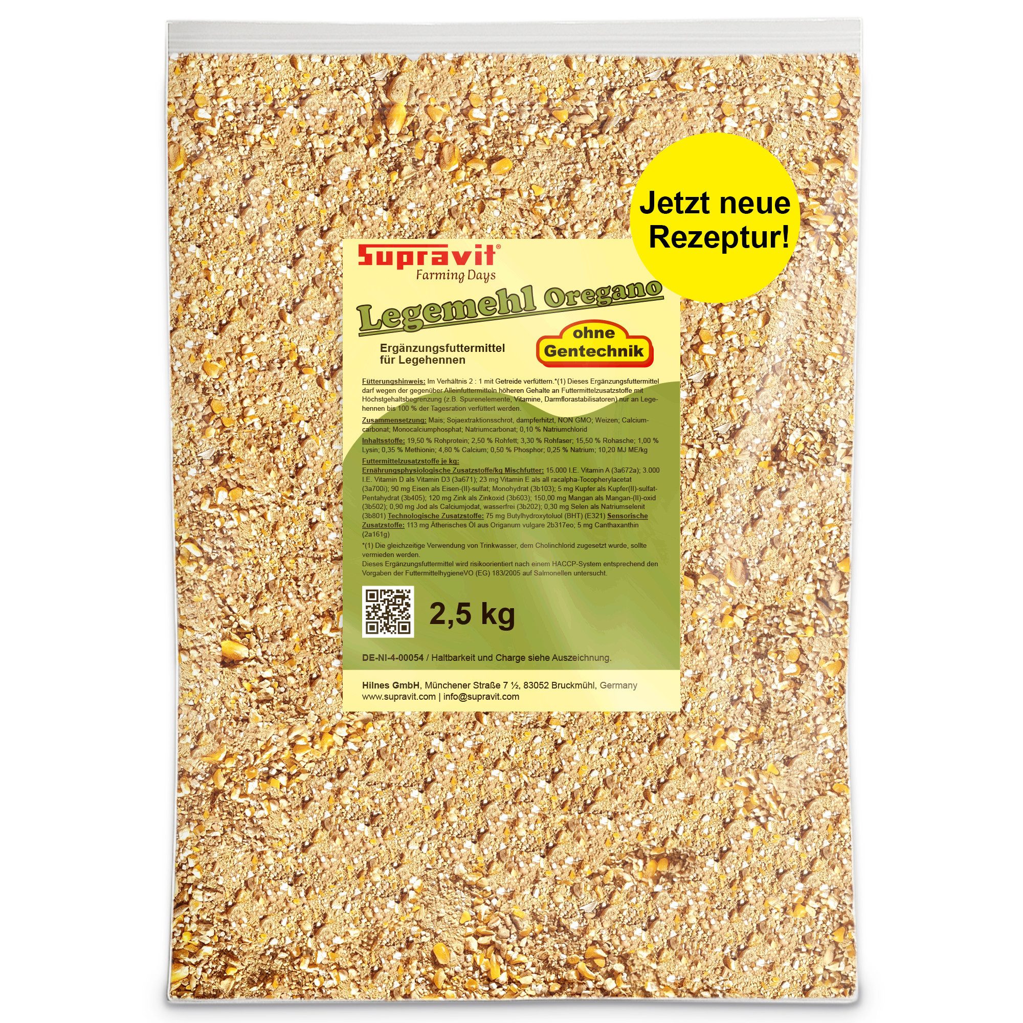 Supravit Legemehl Hühner Oregano -GVO Gentechnik frei - Für stabile Eierschalen, Ergänzungsfutter für: Nutz-/ Wildtier