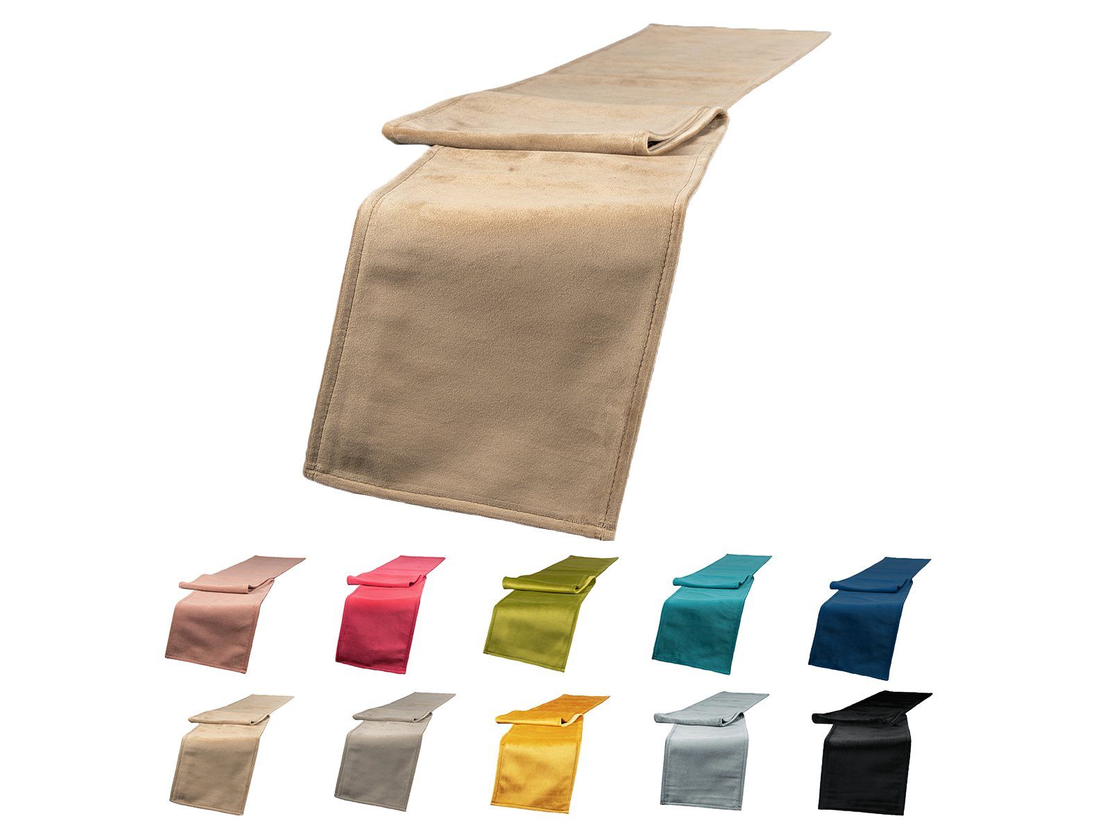 beties Tischband Samt&Sonders (1-tlg, 1 Stück Tischband), schmaler Samt Tischläufer ca. 18x220 cm braun-beige Tischdeko – Bild 2 von 5