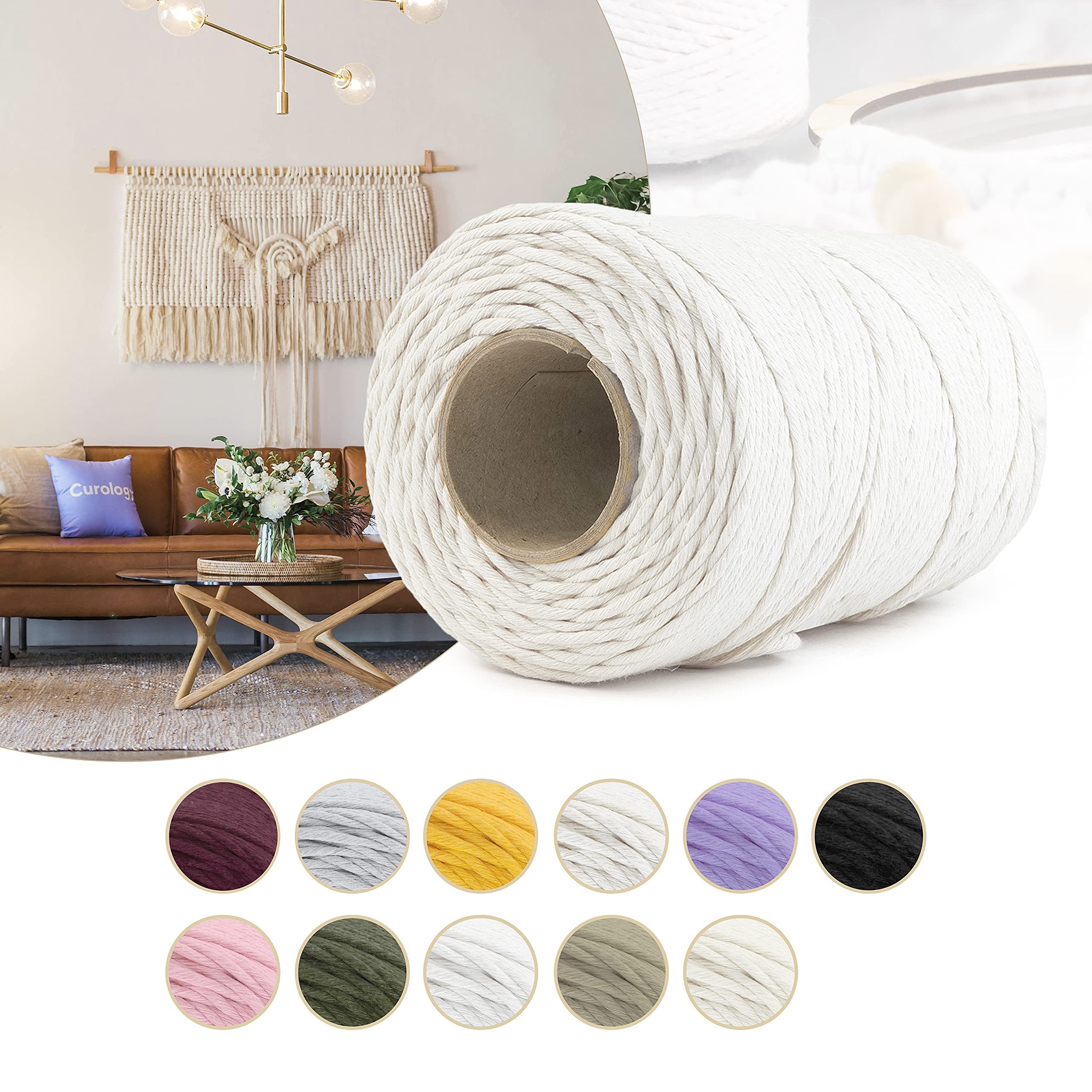 DQ-PP DQ-PP MAKRAMEE GARN 500m (5x100m), 5mm, 100% Baumwolle, Kordel Natur Nähgarn, Baumwollseil, Handwerk Dekoration, Baumwollgarn, DIY