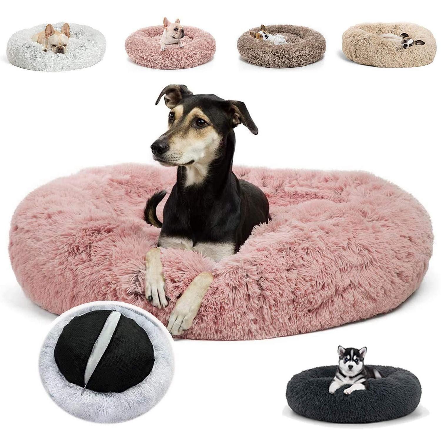 LuxusKollektion Tierkissen Kuschelkissen Hund Rund 110x110 Rose