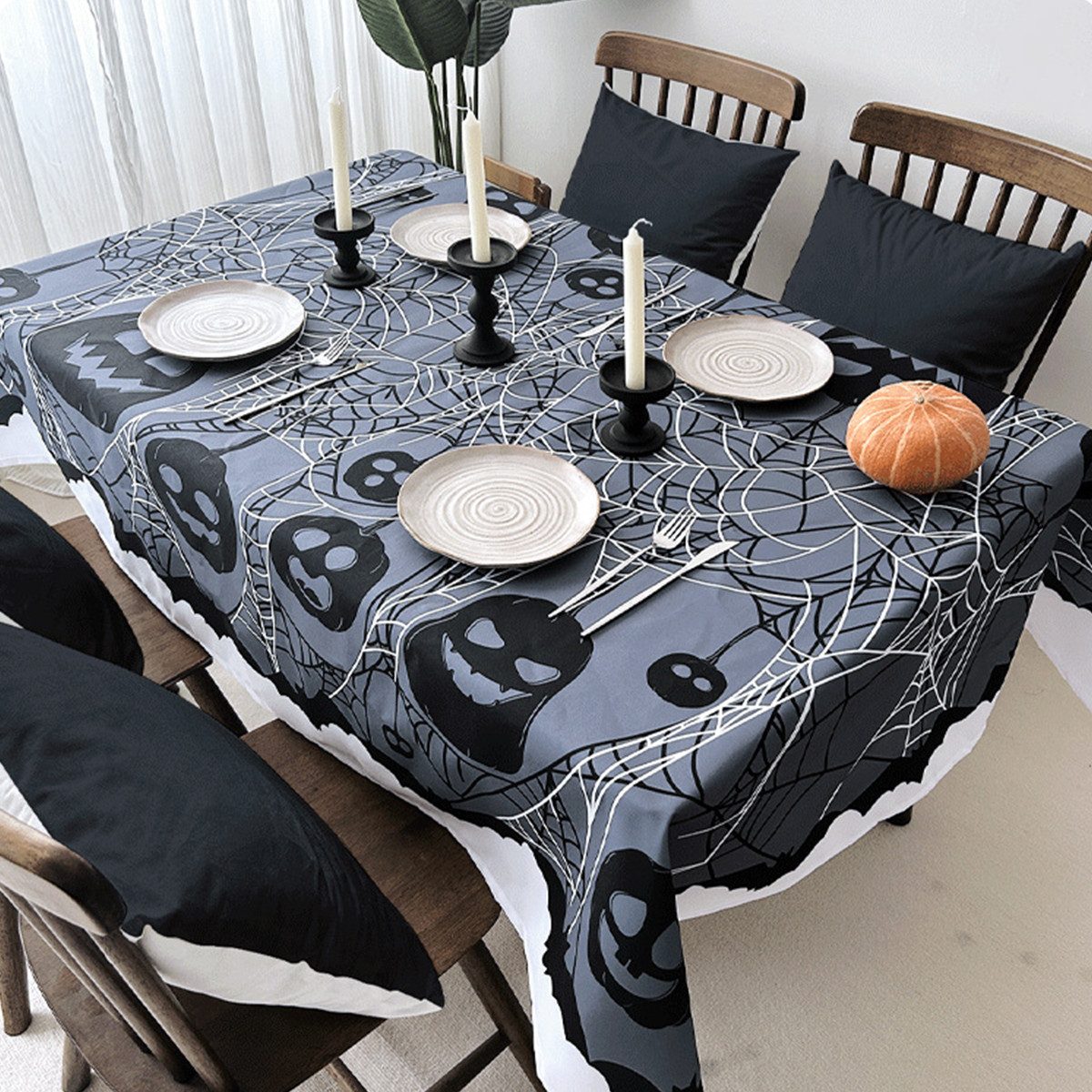 LAPAPRO Tischdecke Halloween Wachstuchtischdecke Kürbis Gruselschloss günstig online kaufen