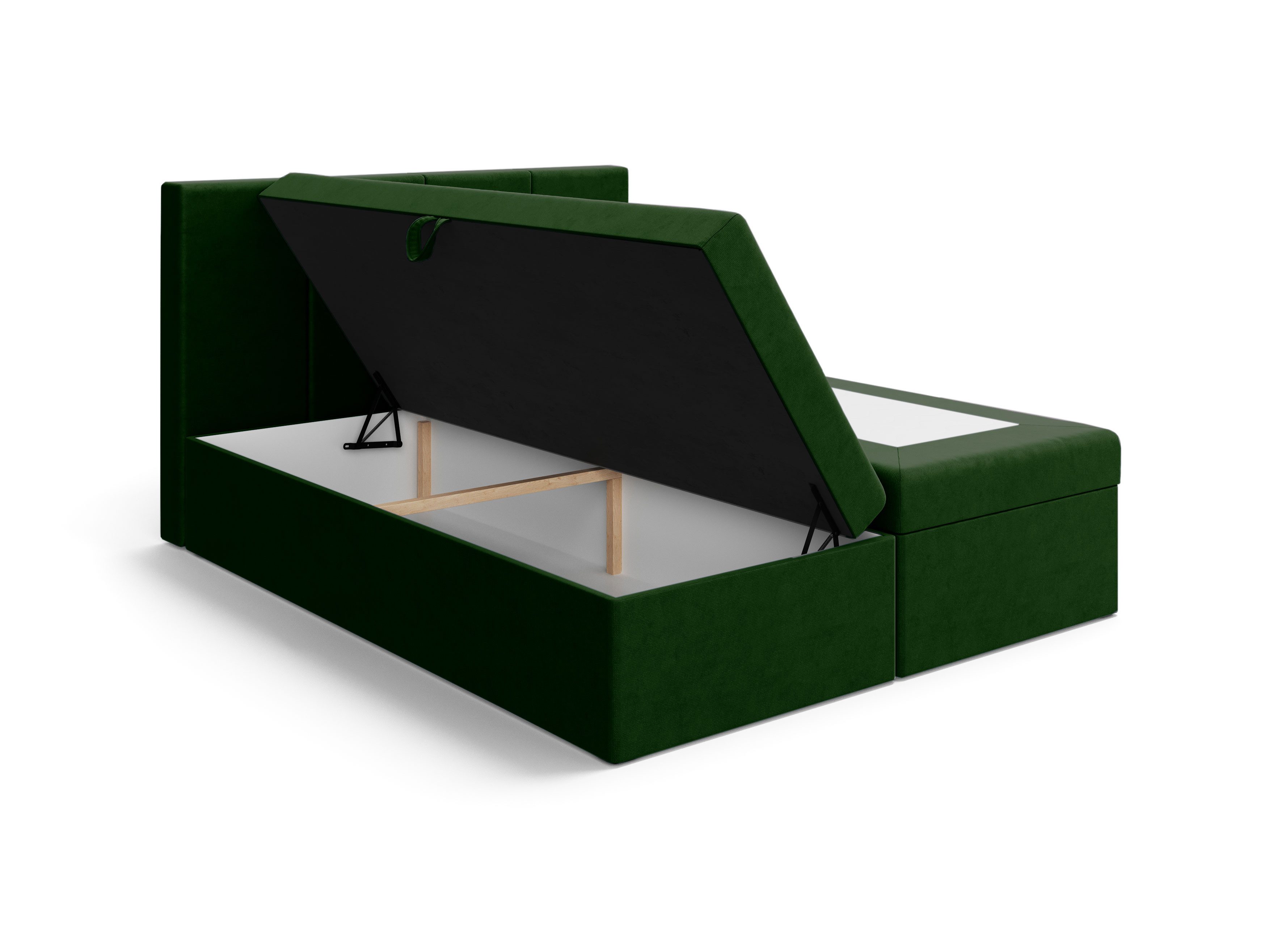 Godre Boxspringbett mit Bettkasten FARO 120x200 cm mit Taschen Matratze (Bett + Matratze), Bett mit zwei seitlich zu öffnenden Kästen