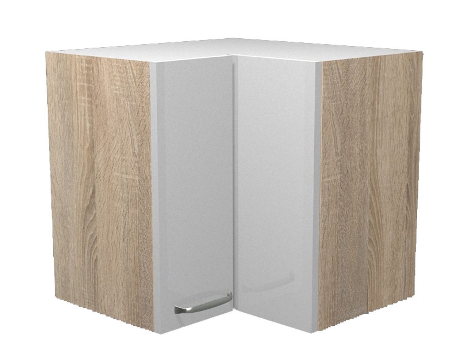 Flex-Well Eckhängeschrank Eckhängeschrank Küche - 60 x 60 cm breit - Hochglanz Weiß Sonoma Eiche