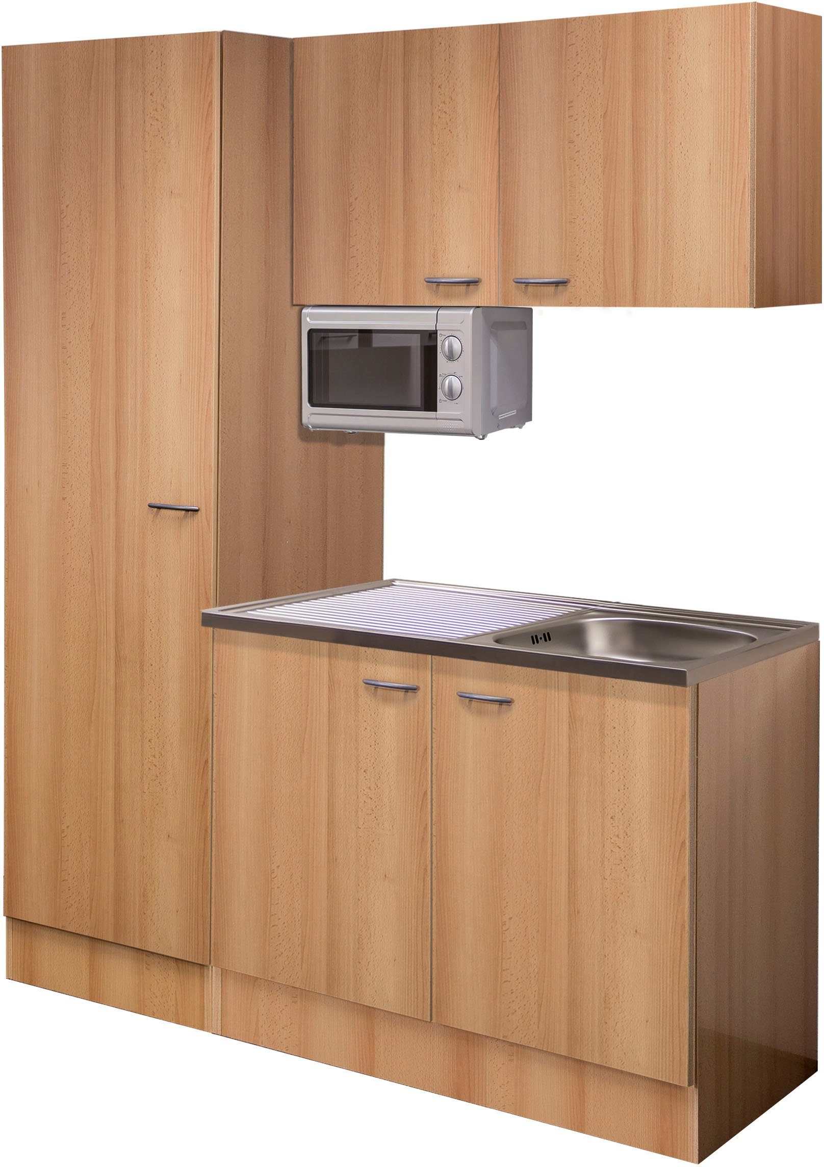 Küche 150 Flex-Well mit cm, Nano, Mikrowelle großem Vorratsschrank und Gesamtbreite